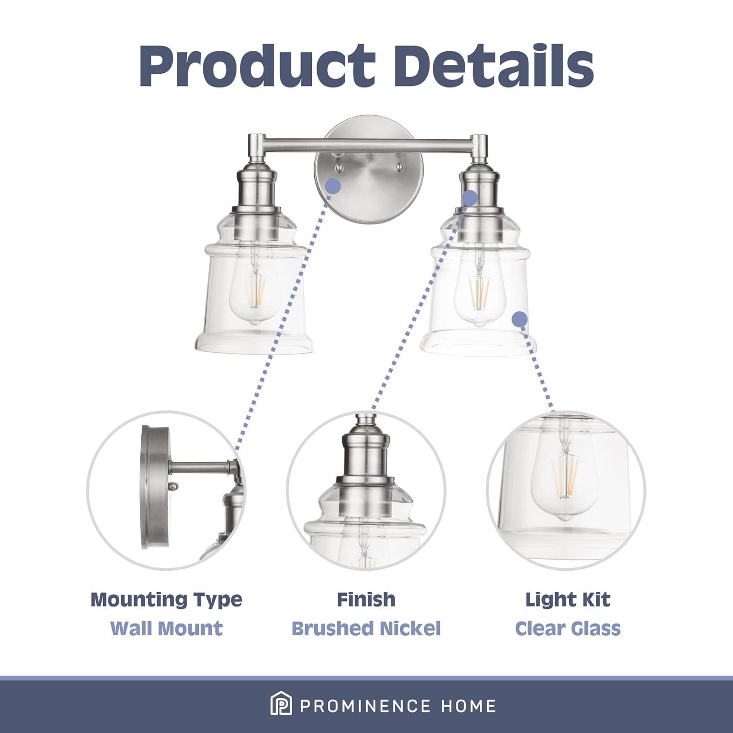 Prominence Home Eaton Ridge Two Light Vanity in Brushed Nickel