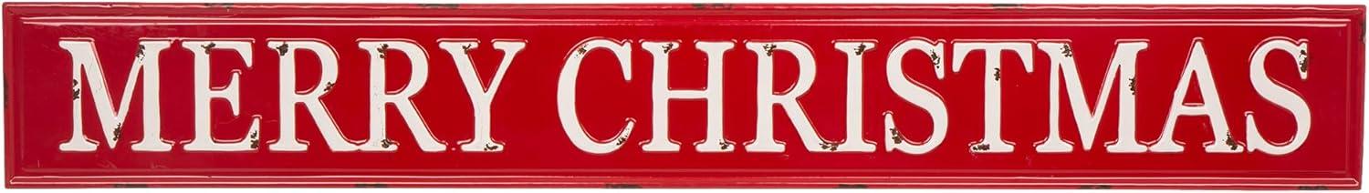 Large Red Iron Merry Christmas Wall Sign