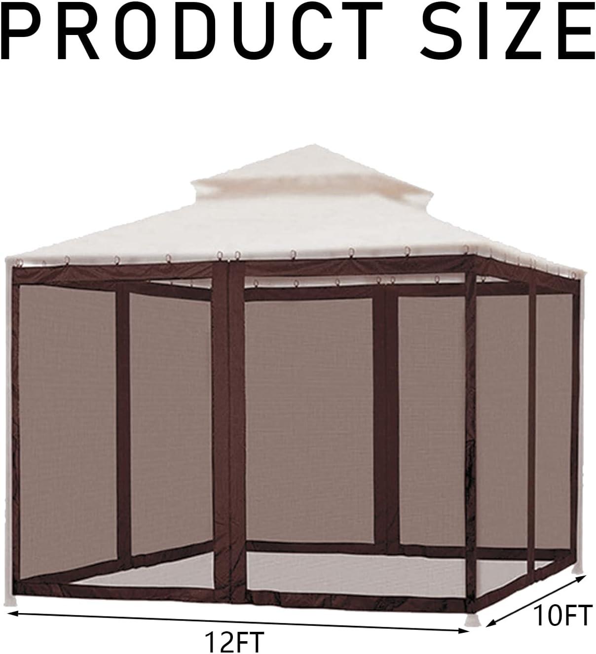 Brown 10' x 12' Universal Gazebo Replacement Mosquito Netting