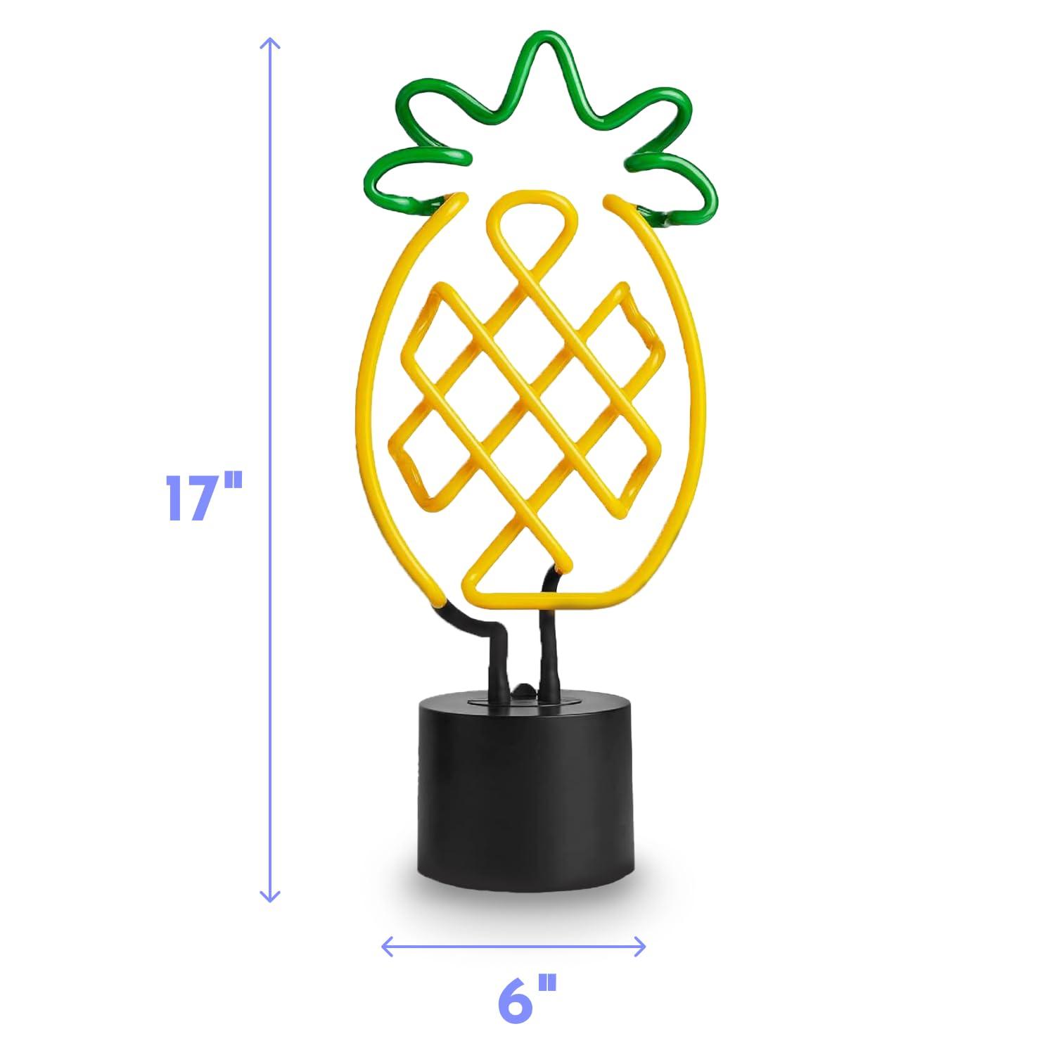 Amped & Co Pineapple Neon Desk Light, Yellow and Green