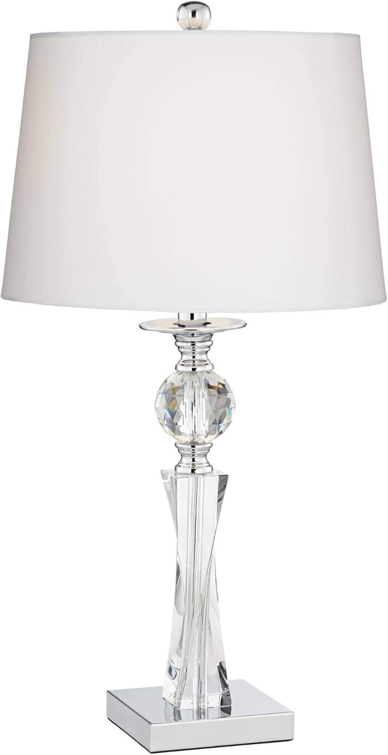 Vienna 25" Clear Crystal Glass Table Lamp with White Shade