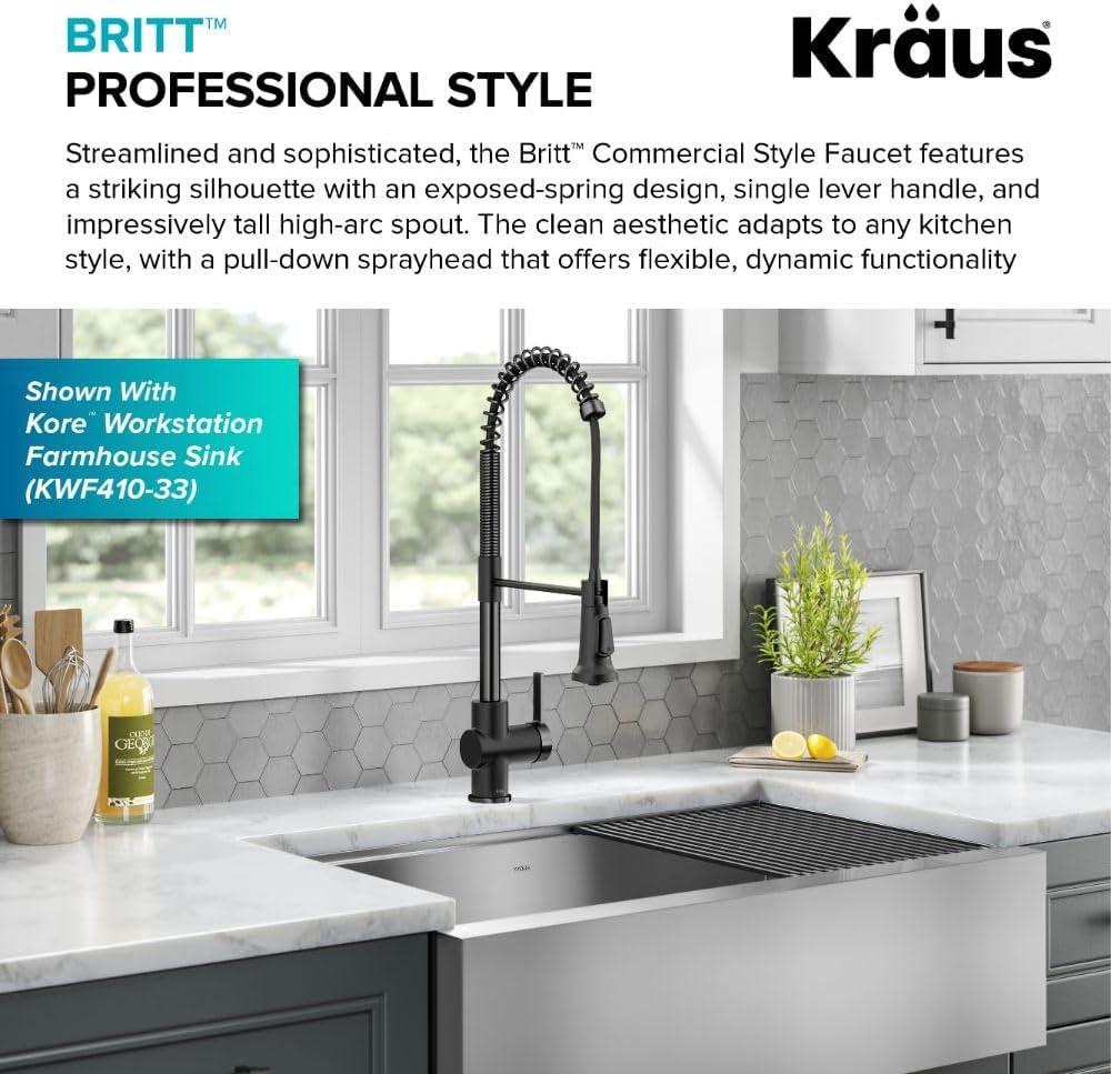 KRAUS Britt Commercial Style Single Handle Pull Down Kitchen Faucet