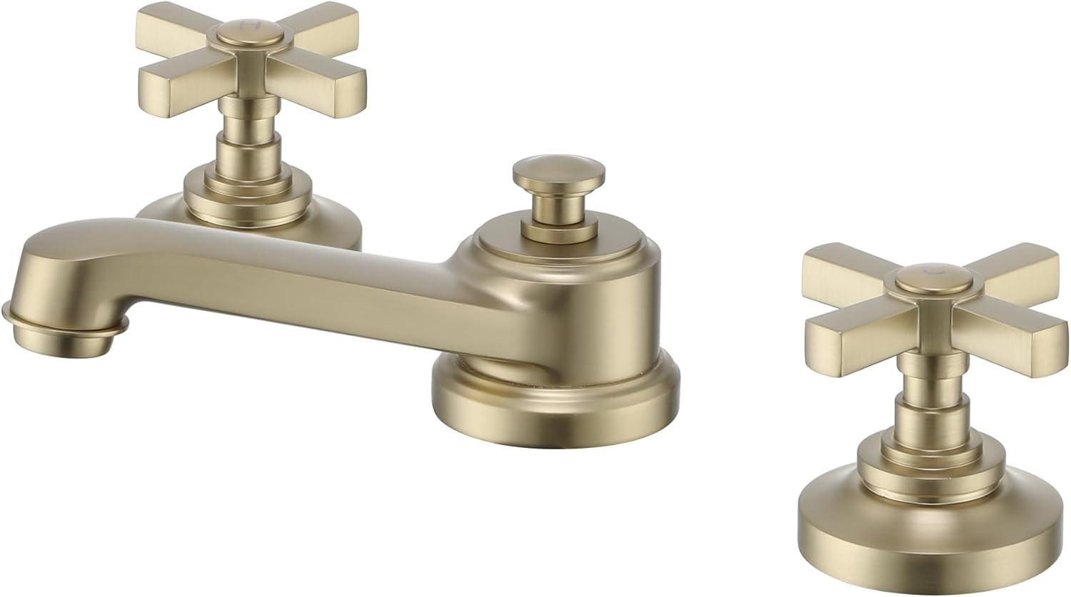 Brushed Gold 8-Inch Widespread Double Handle Bathroom Faucet