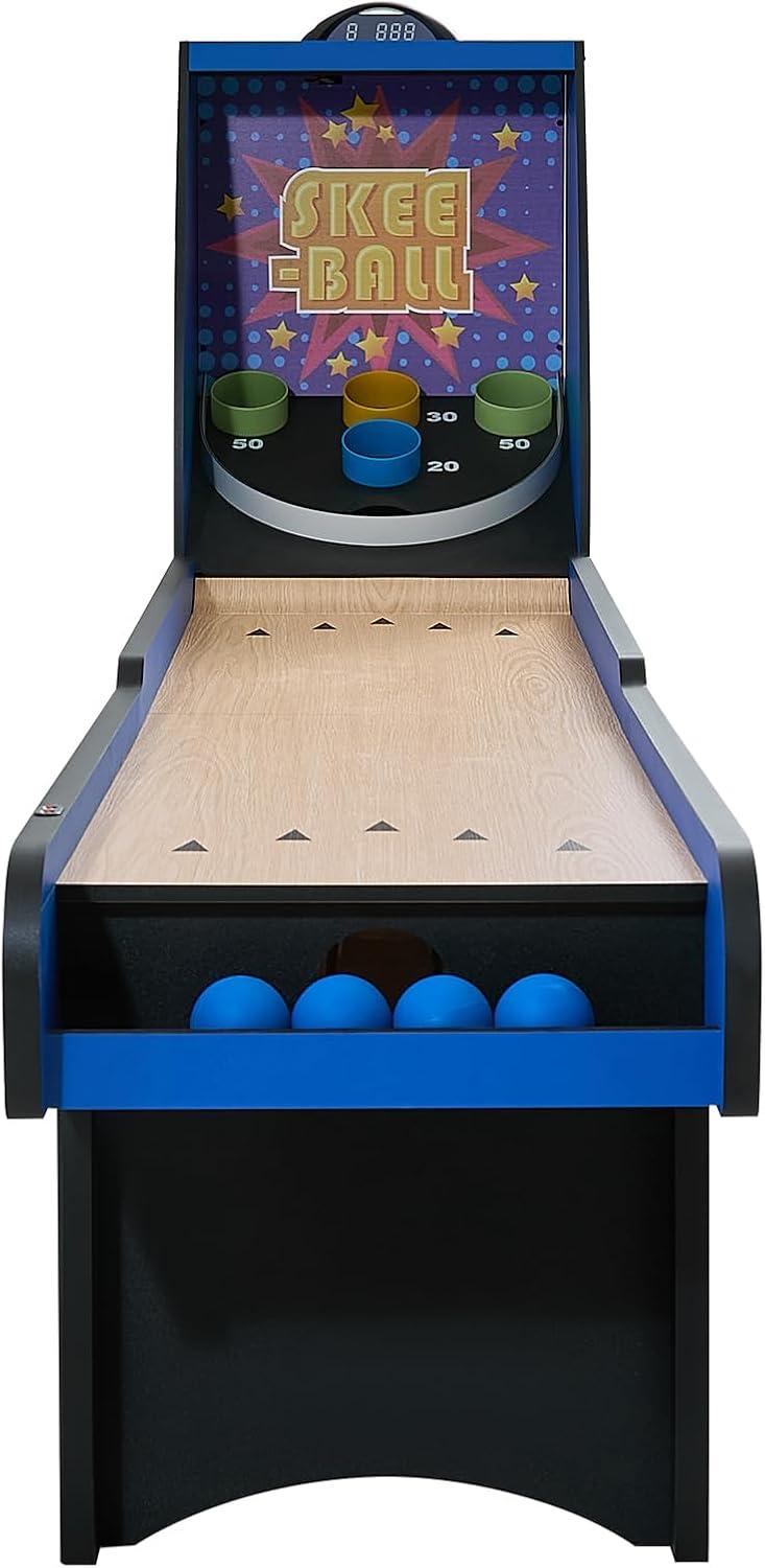8 ft. Roll and Score Classic Arcade Game Table, Skee Ball Arcade Machine Indoor with Electronic Scorer, Sound, Automatic