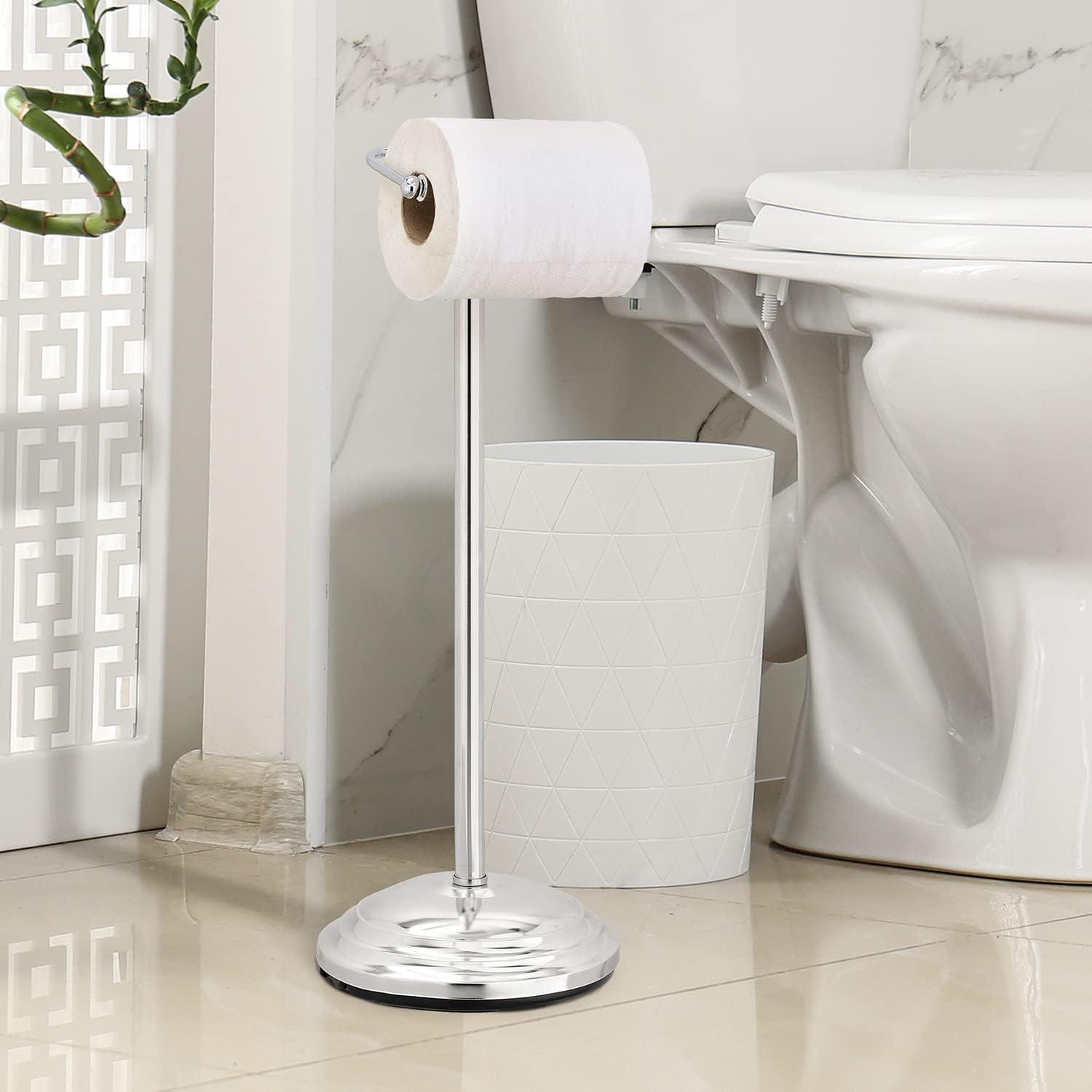 Plated Free Standing Toilet Paper Holder