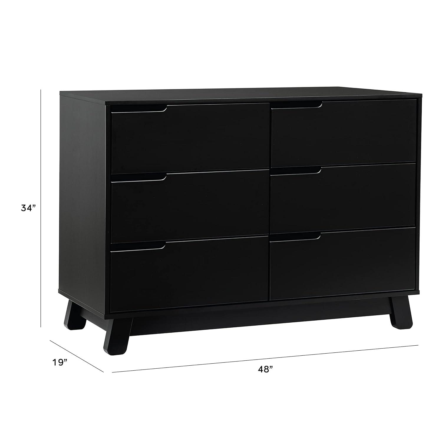 Hudson Mid-Century Modern Black 6-Drawer Double Dresser