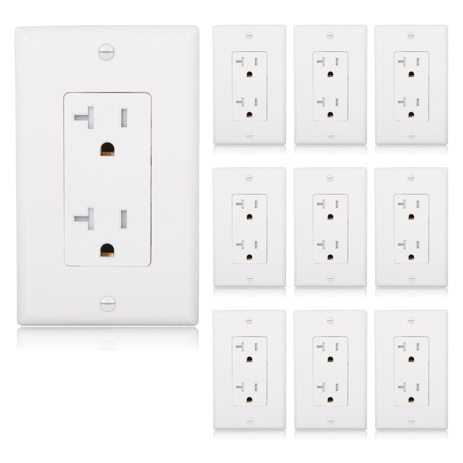 Maxxima 20A, 125V White Duplex Receptacle Electrical Outlet 10 Piece Pack