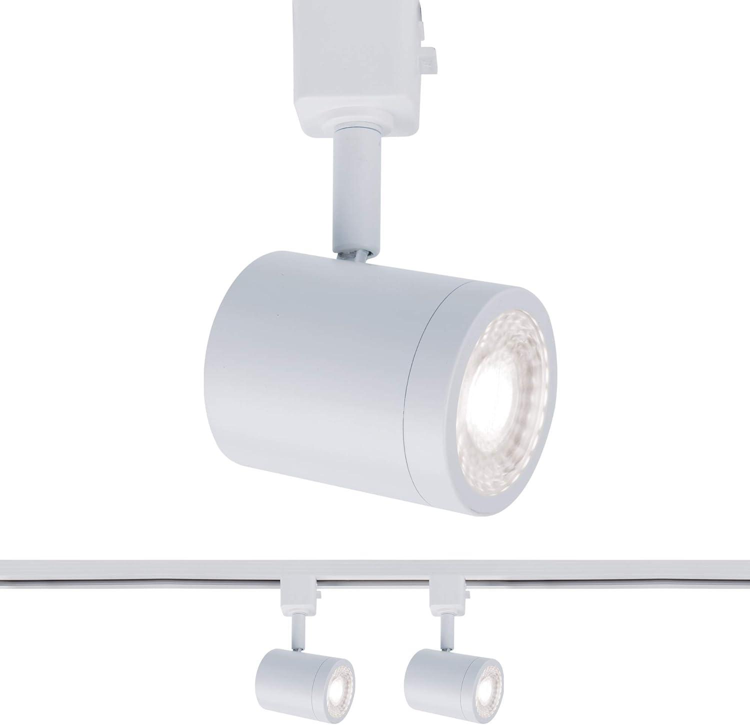 Sleek White Aluminum LED Track Light with Frosted Glass Lens, 2-Pack