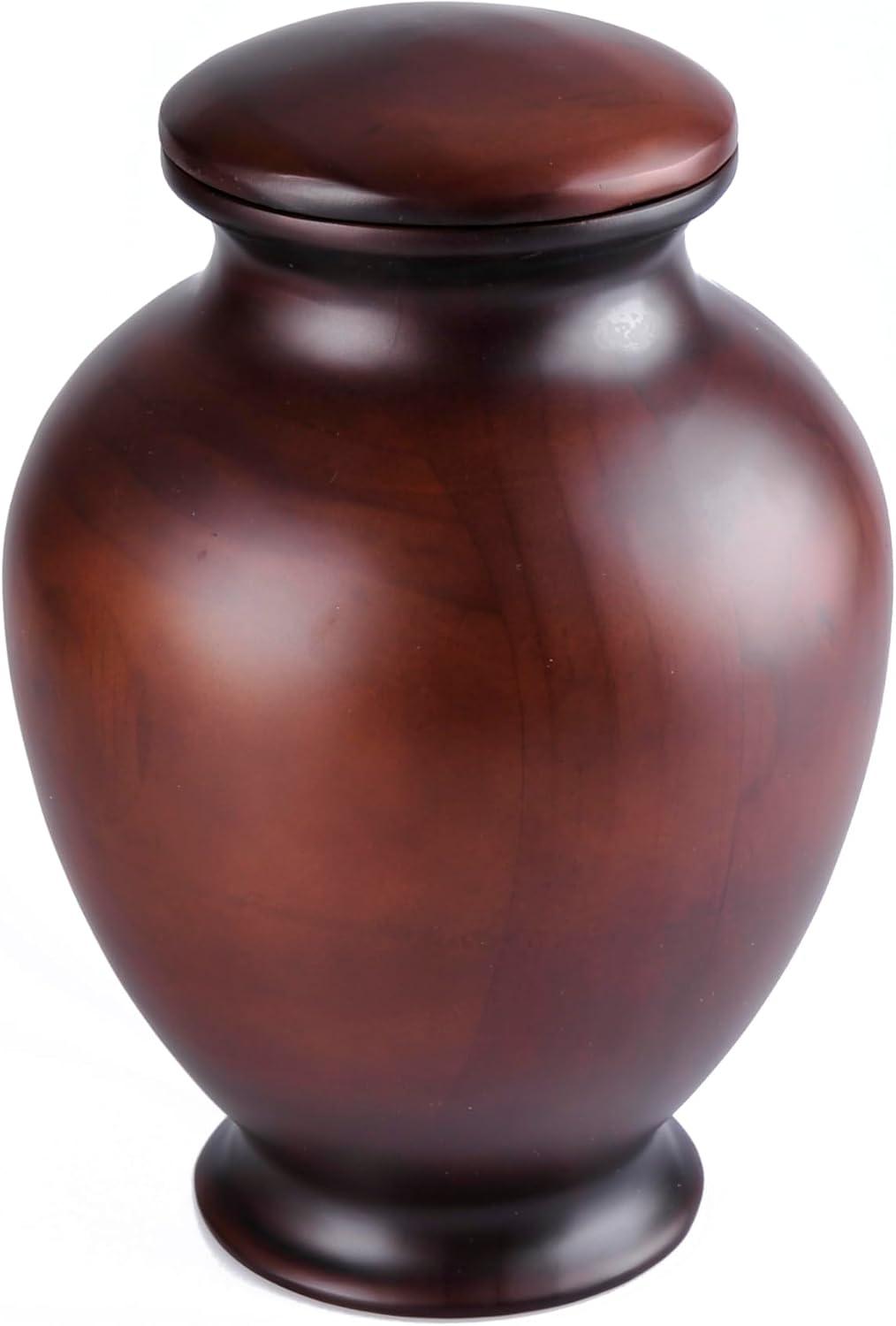 Elegant Dark Brown Pine Wood Cremation Urn