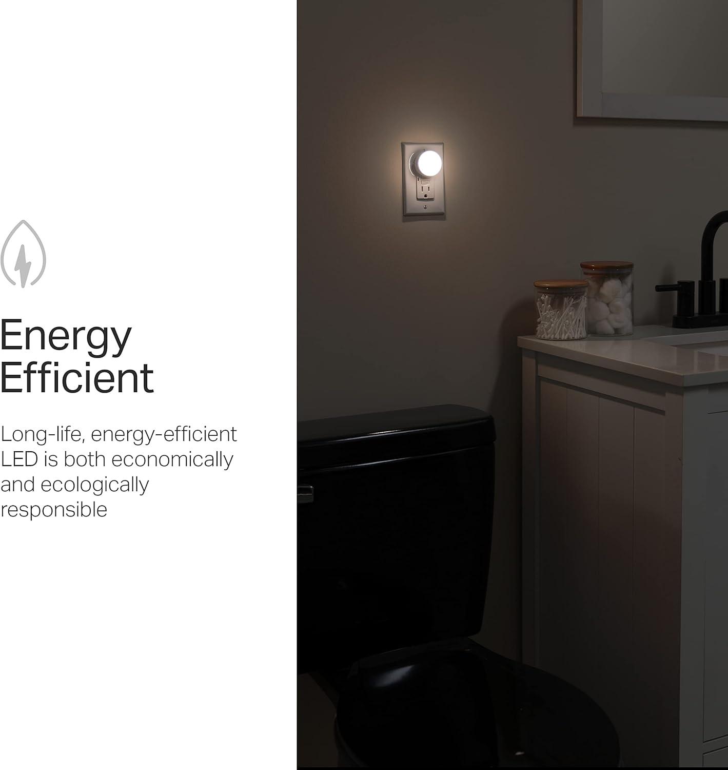 Lights by Night Mini LED Night Light, 10 Pack, Plug-in, Dusk to Dawn, Compact, UL-Listed, Ideal for Office, Bathroom, Bedroom, Nursery, Hallway, Kitchen, White, 55166, 10