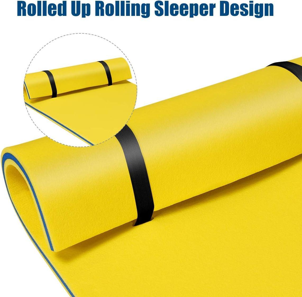 Costway 3-Layer Tear-Resistant Foam Floating Pad Island Water Sports Relaxing Yellow