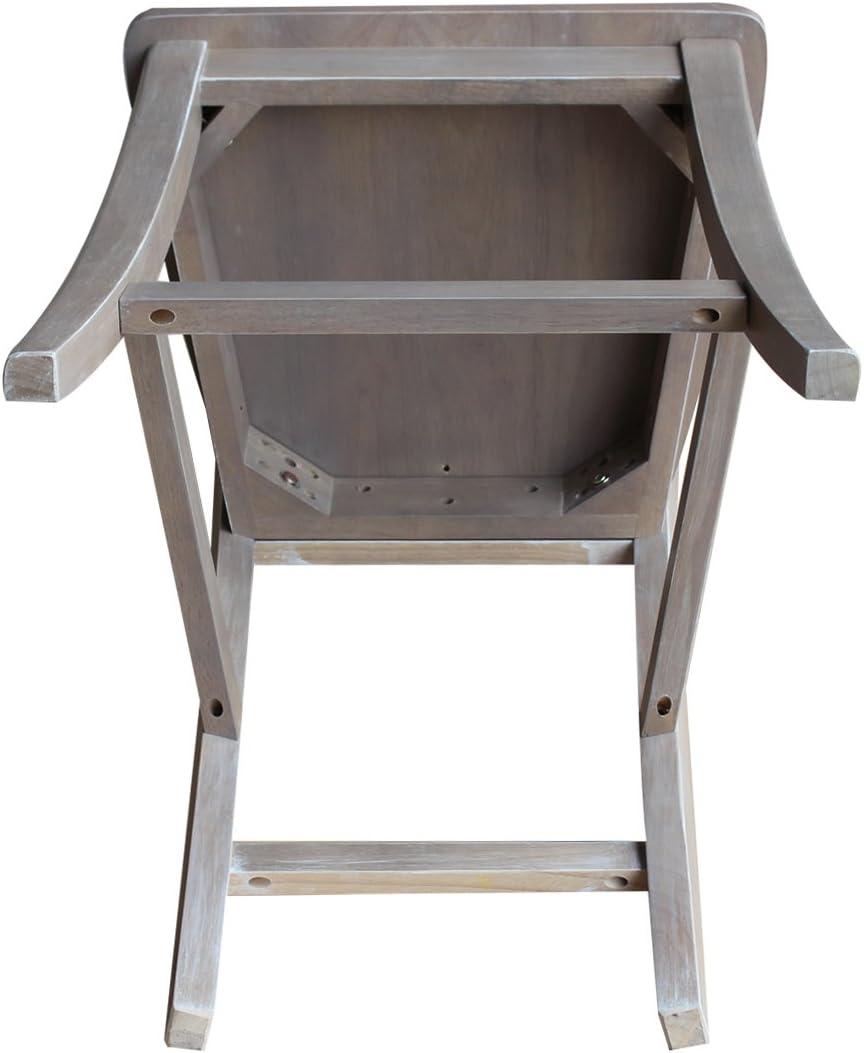 24" Roma Counter Height Barstool Washed Gray Taupe - International Concepts: Solid Wood, Ladder-Back