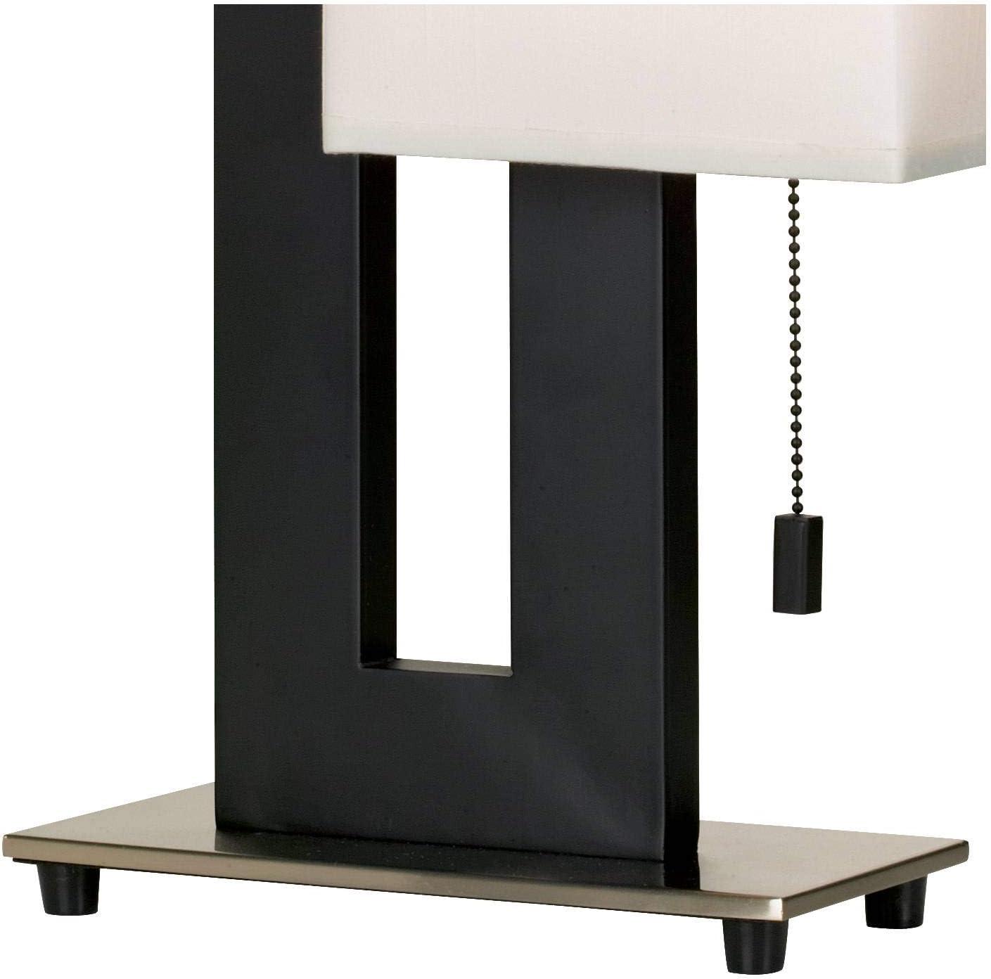 360 Lighting Floating Square 20 1/2" High Small Rectangular Modern Accent Table Lamp Pull Chain Black Metal Single White Shade Living Room Bedroom