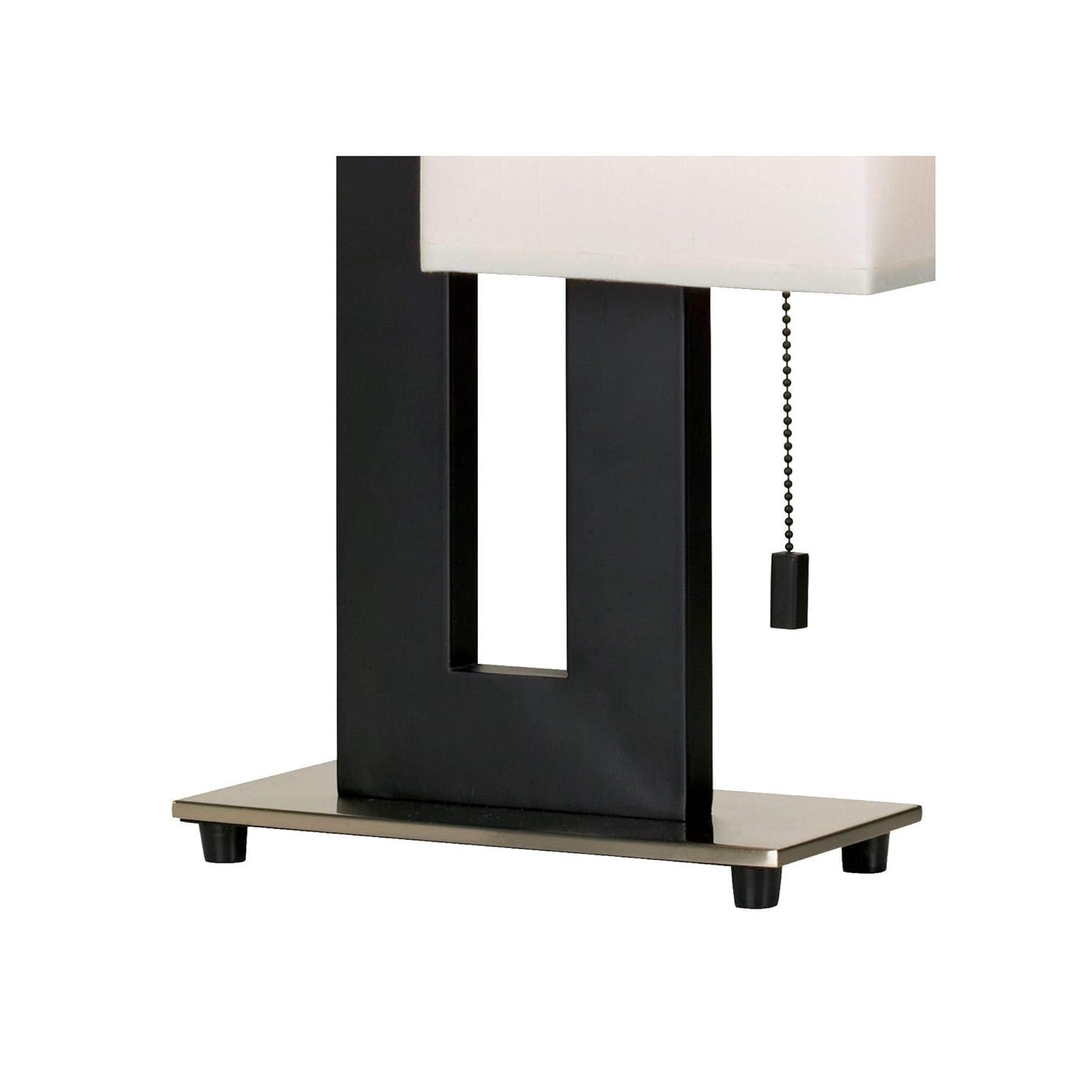 360 Lighting Floating Square 20 1/2" High Small Rectangular Modern Accent Table Lamp Pull Chain Black Metal Single White Shade Living Room Bedroom