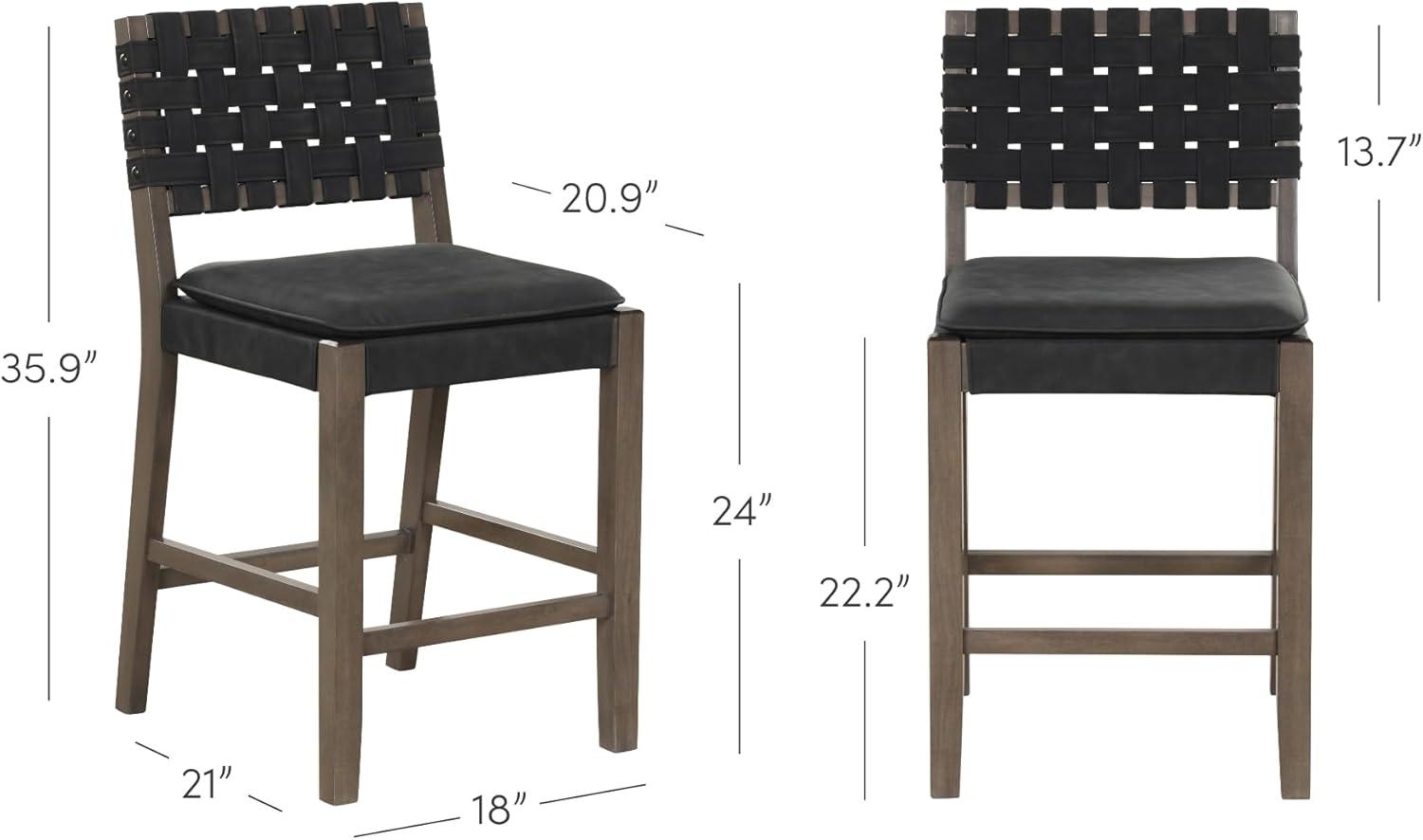 Nathan James Set of 2 Cohen Faux Leather Counter Height Barstool