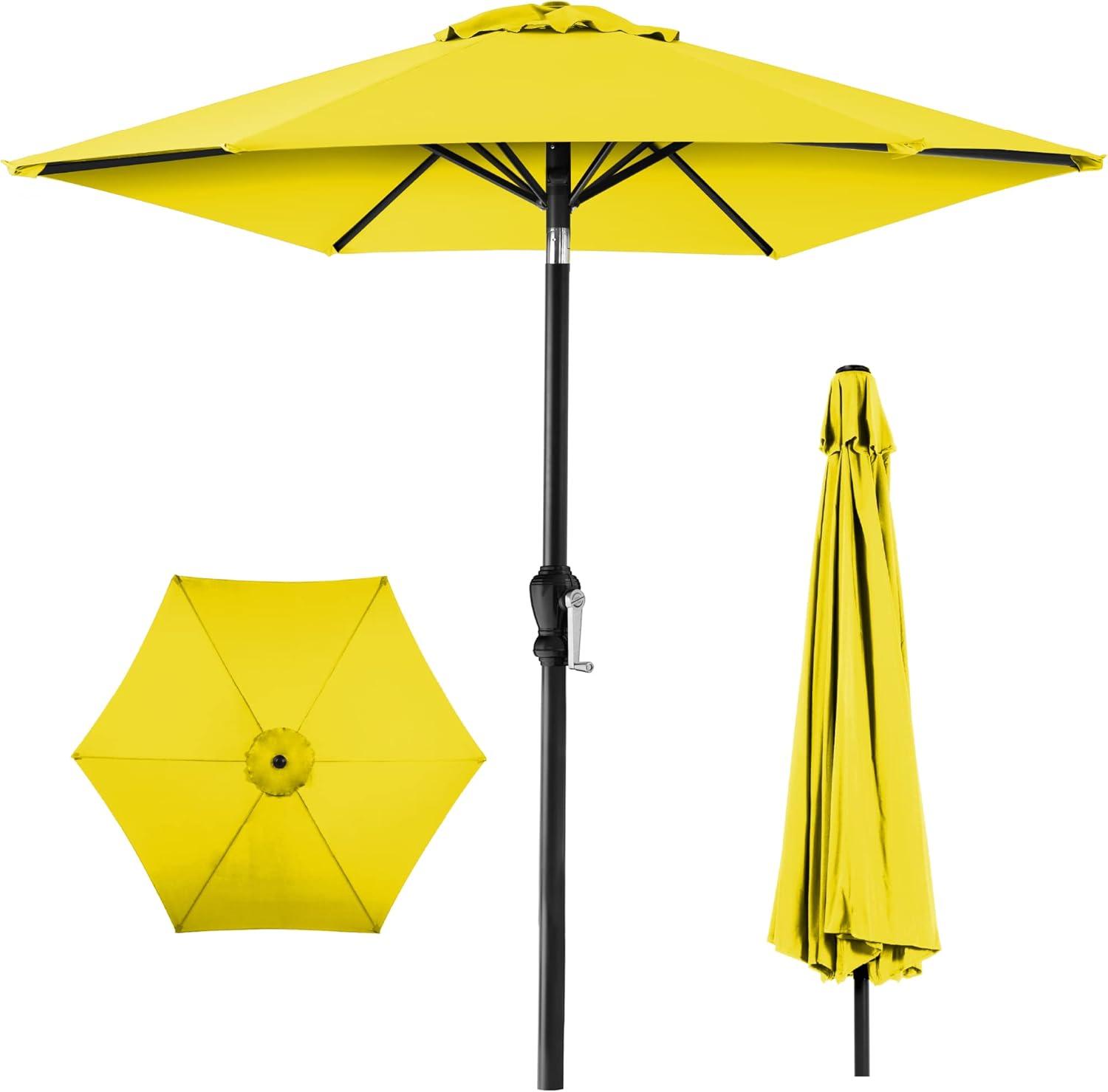 Best Choice Products 10ft Outdoor Steel Market Patio Umbrella w/ Crank, Tilt Push Button, 6 Ribs - Yellow