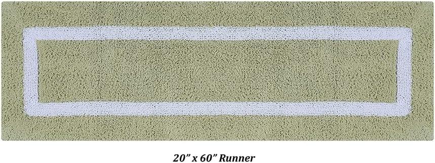 Better Trends Hotel Multi 100% Cotton Tufted Two Tone Reversible Bath Rug 20" x 60" Runner - Sage/White