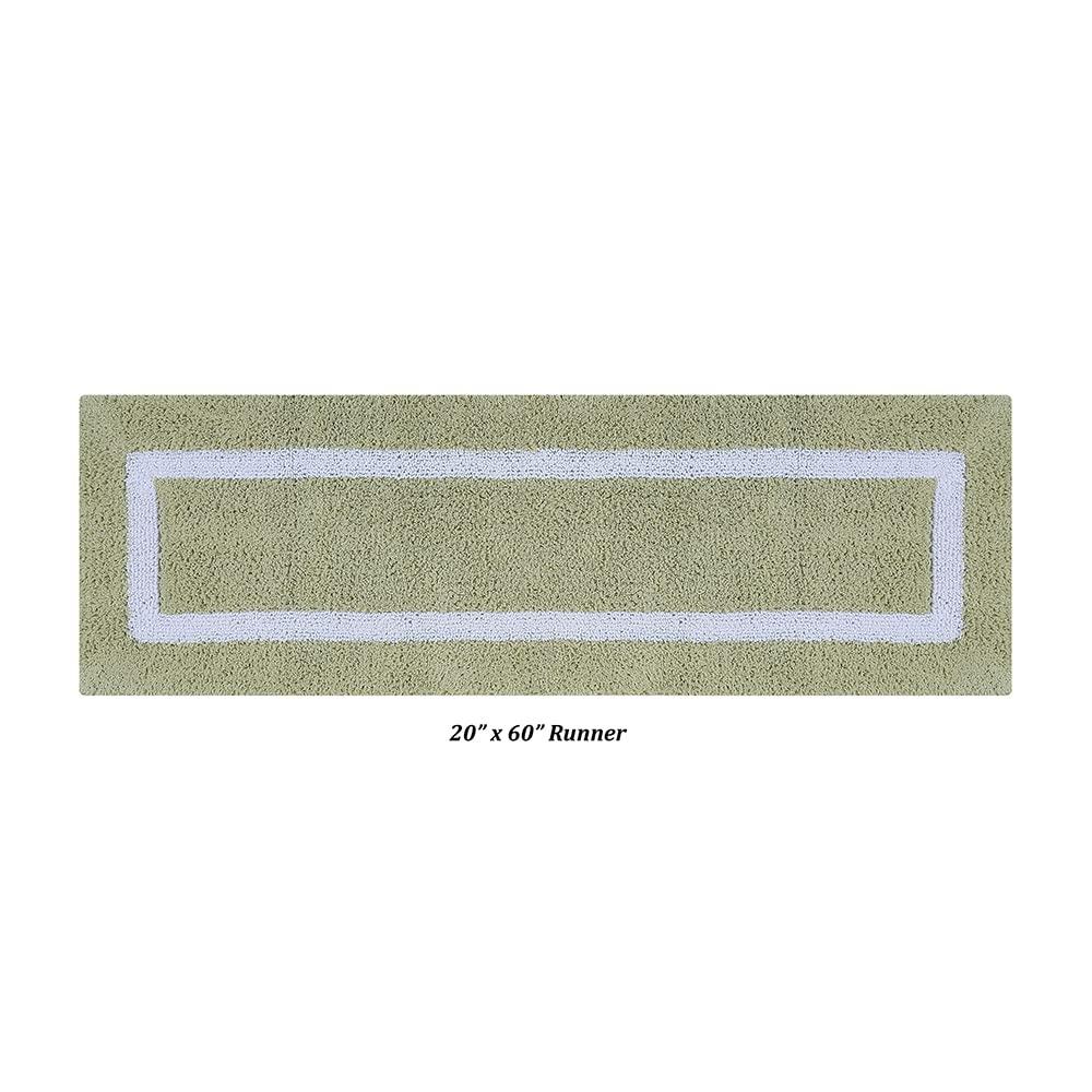 Better Trends Hotel Multi 100% Cotton Tufted Two Tone Reversible Bath Rug 20" x 60" Runner - Sage/White