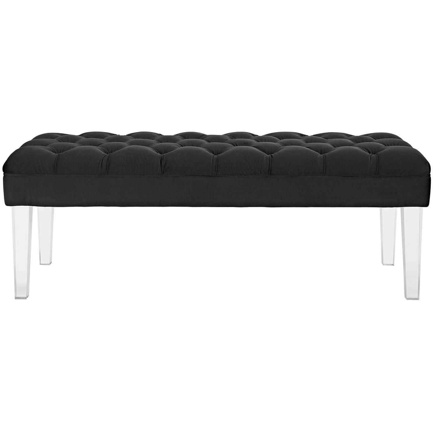 Modway Valet Modern Style Performance Velvet and Acrylic Bench in Ivory