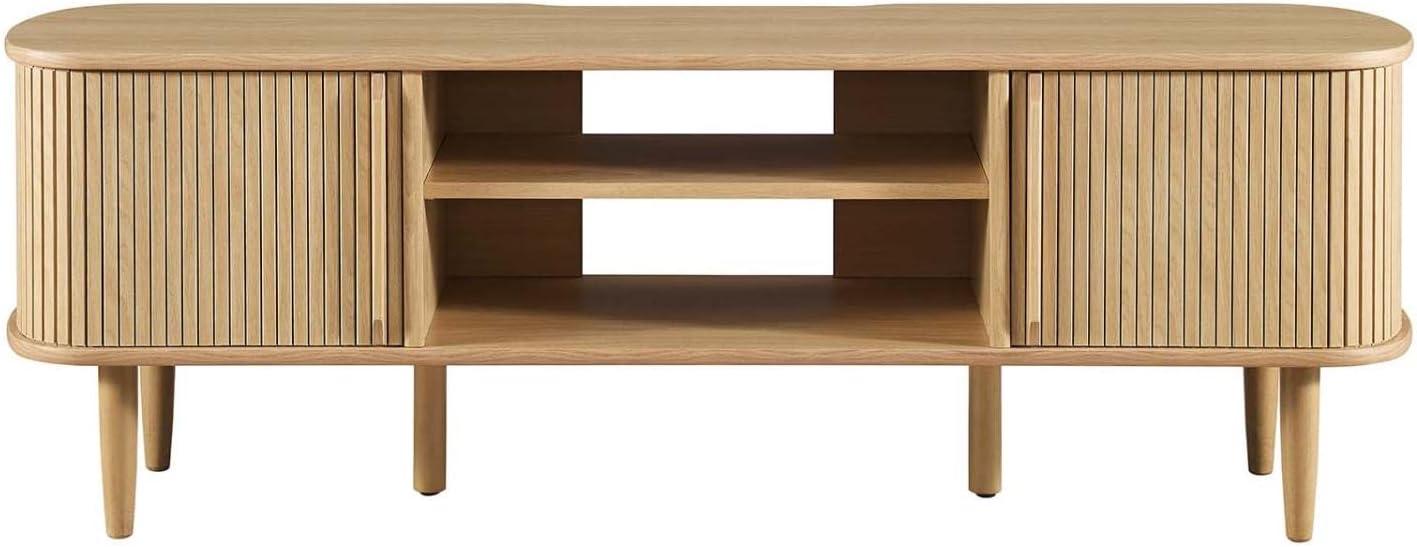 Modway Contour Rubberwood and MDF Wood TV Stand for TVs up to 60" in Oak