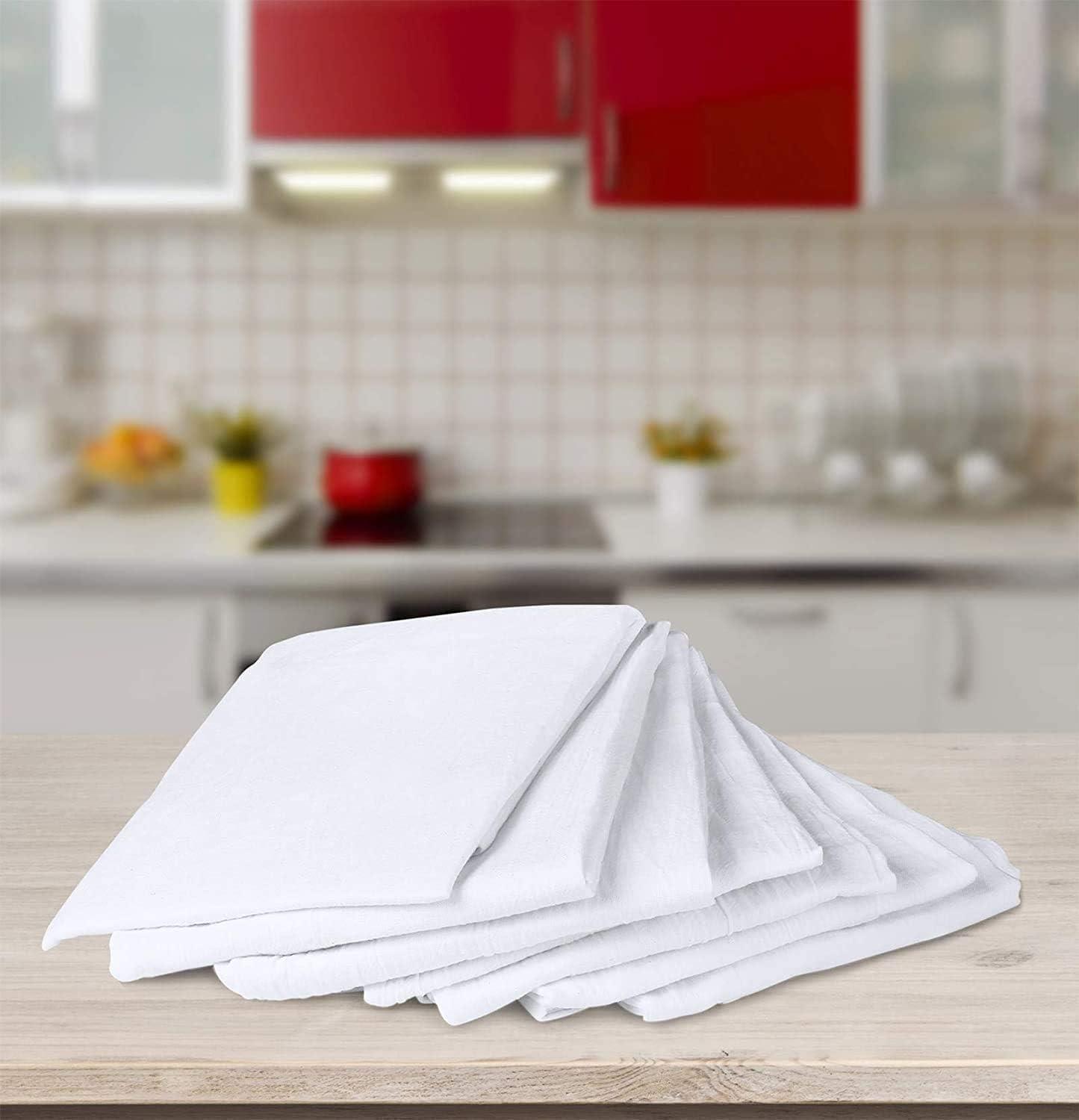 Simpli-Magic 79374 Flour Sack Kitchen Towels, Pack of 14, White, 24"x24"