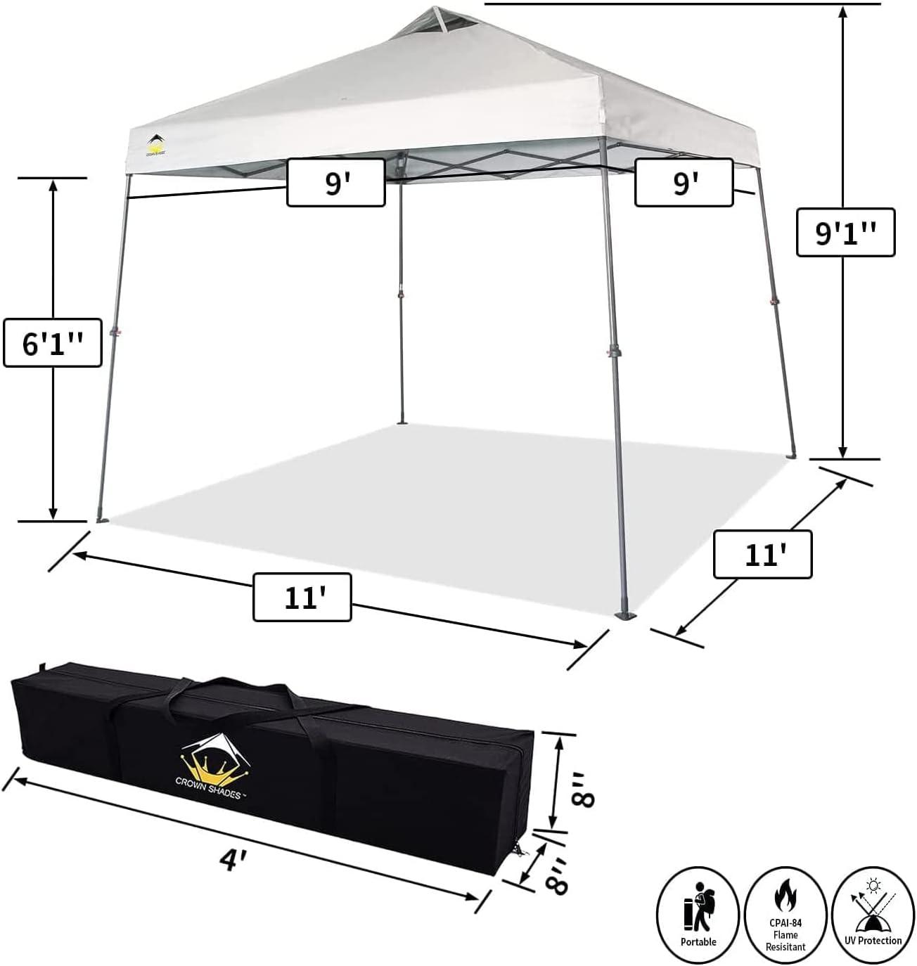 9x9 Pop Up Canopy Tent with Roller Bag – Slant Leg Outdoor Shade for Events & Camping White