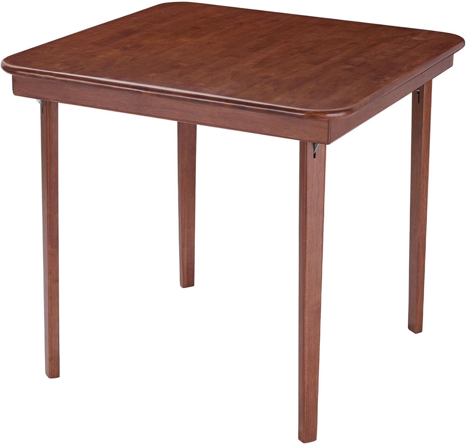 Straight Edge Folding Card Table Cherry - Stakmore: Wood Composite, Steel Hardware, No Assembly Required