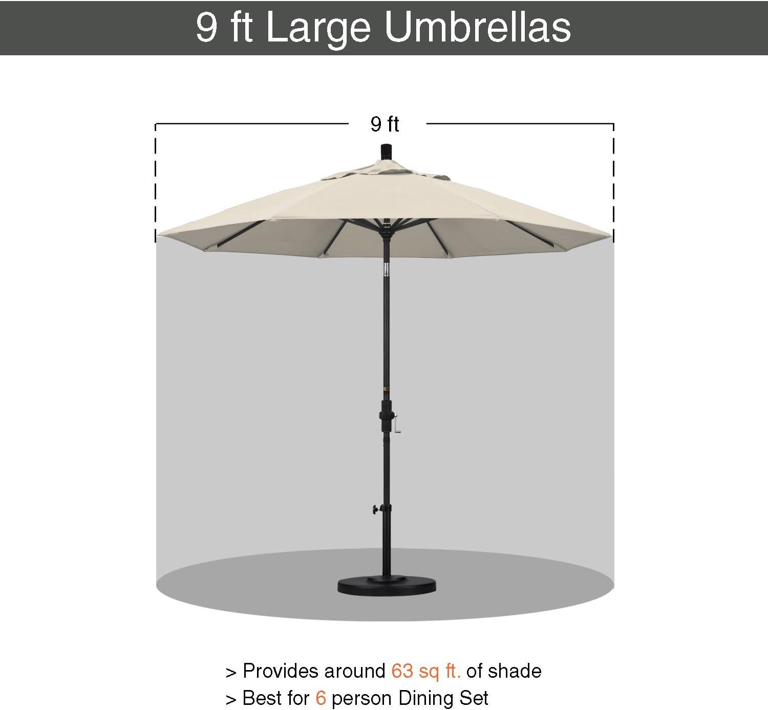 9' Antique Beige Olefin Market Umbrella with Hardwood Frame