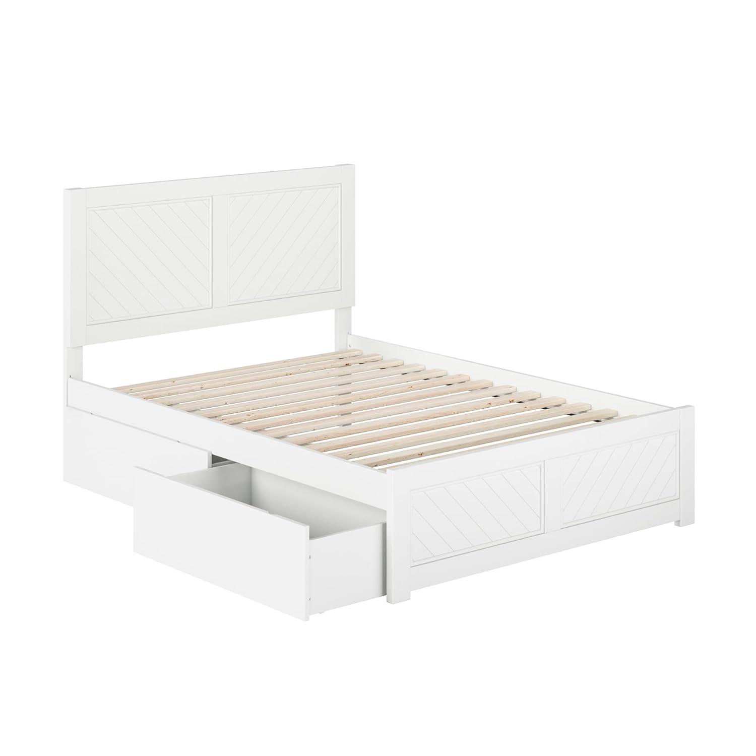 AFI Canyon White Solid Wood Platform Bed with Matching Footboard & Storage Drawers, Full