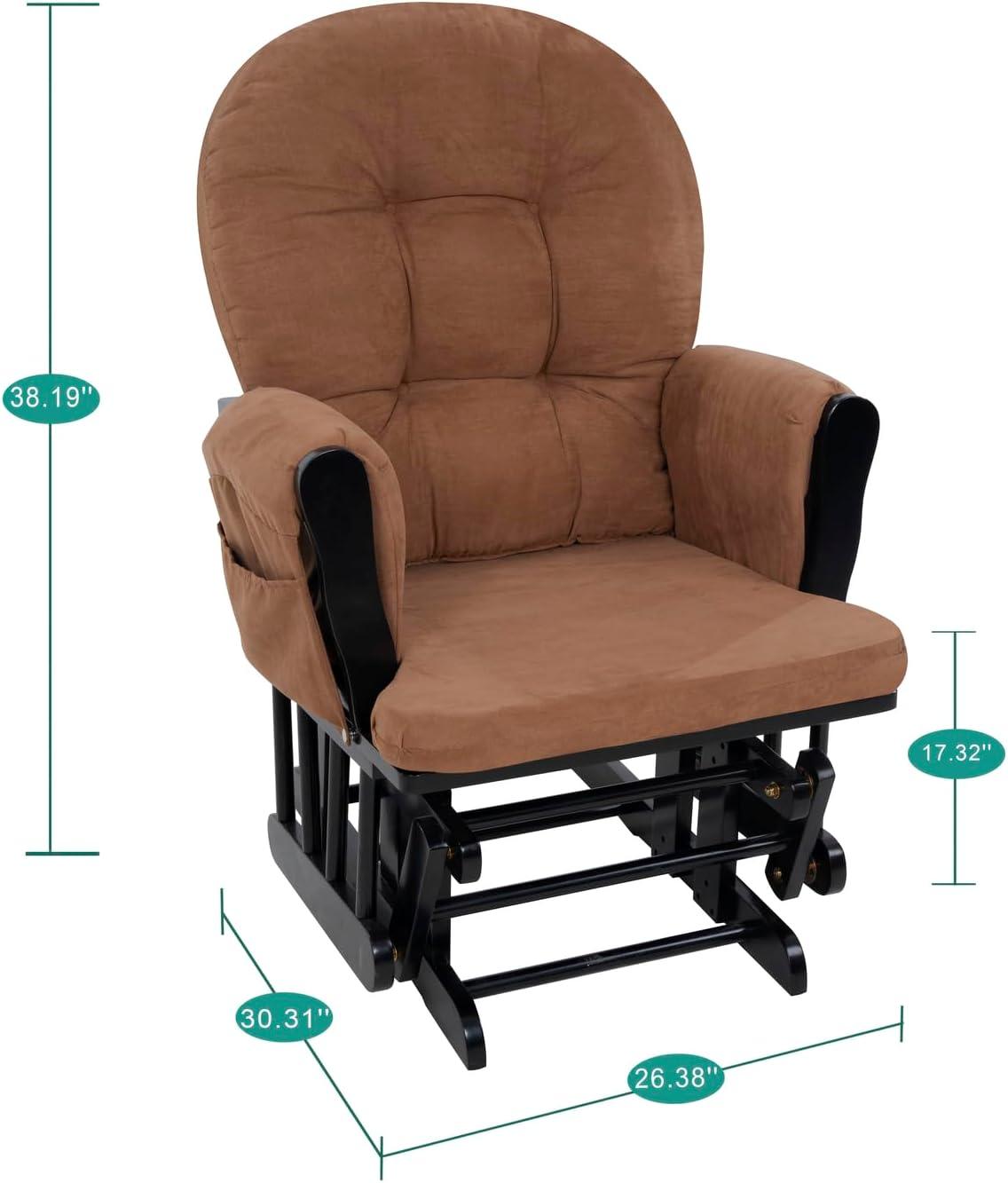 Nursery Glider & Ottoman Sets, Reclining Swivel Glider Rocker with Ottoman, Nursery Rocking Chair for Baby Room, Upholstered Nursery Recliner Glider with Ottoman, Padded Arms - Dark Gray, White