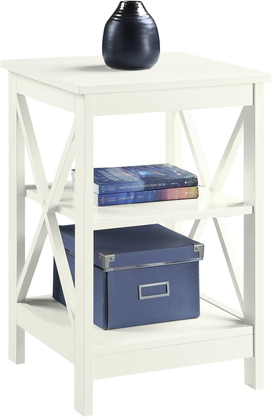 Convenience Concepts Oxford End Table with Shelves, Ivory
