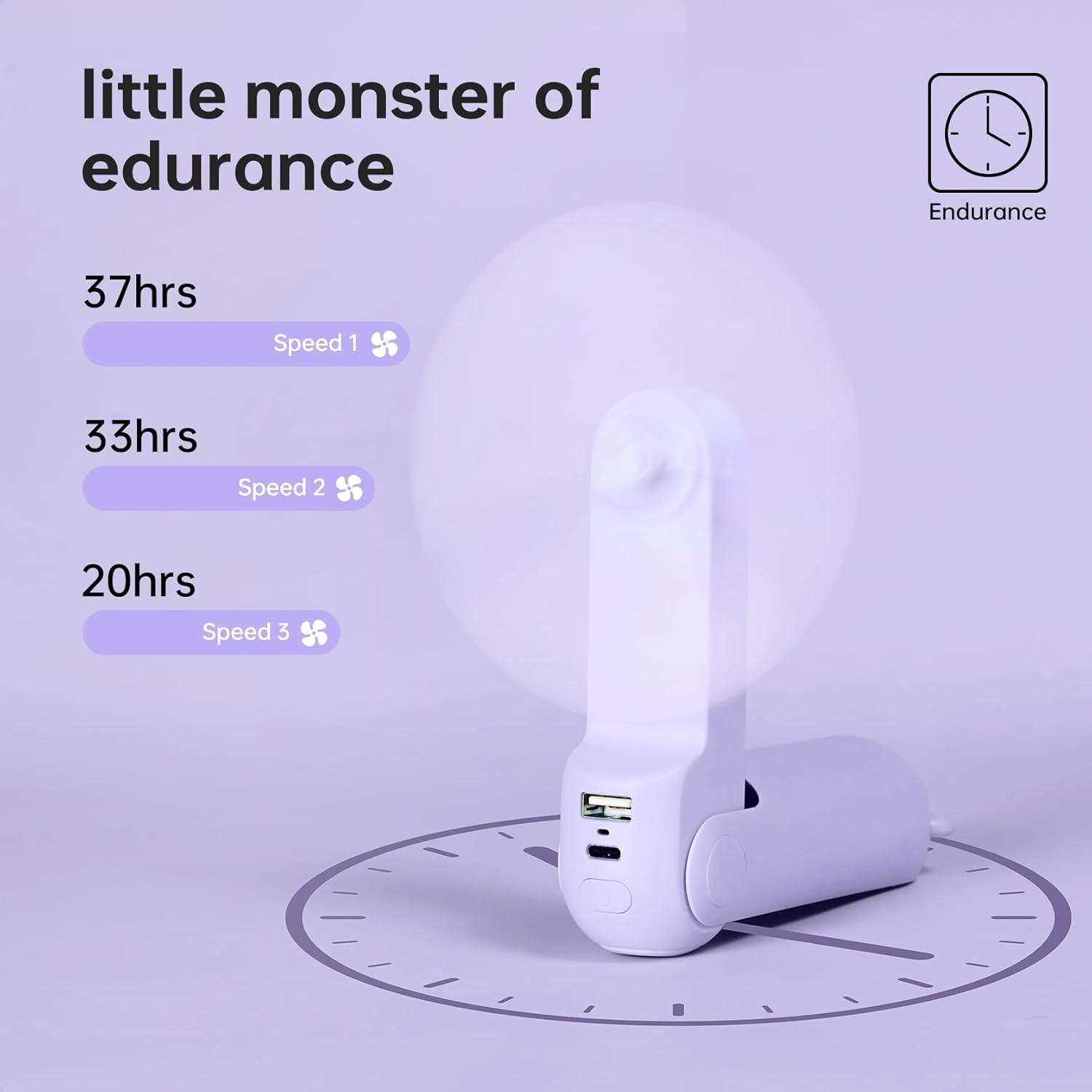 JISULIFE Handheld Mini Fan, 3-in-1 Hand Fan and Portable USB Rechargeable Pocket Fan - Pink: Personal Handheld, Battery Powered