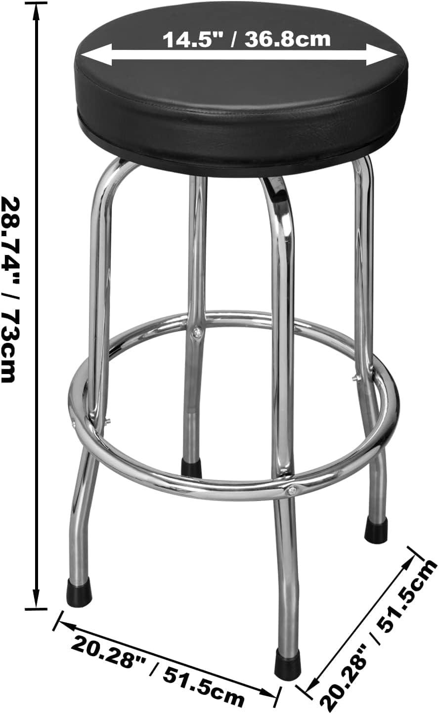 Black Padded Swivel Bar Stool with Chrome Legs