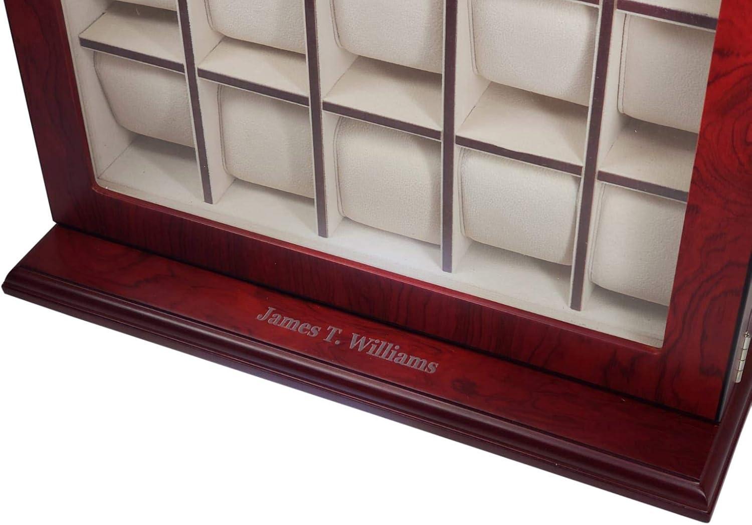 Cherry Wood 30-Slot Wall Mounted Watch Display Case