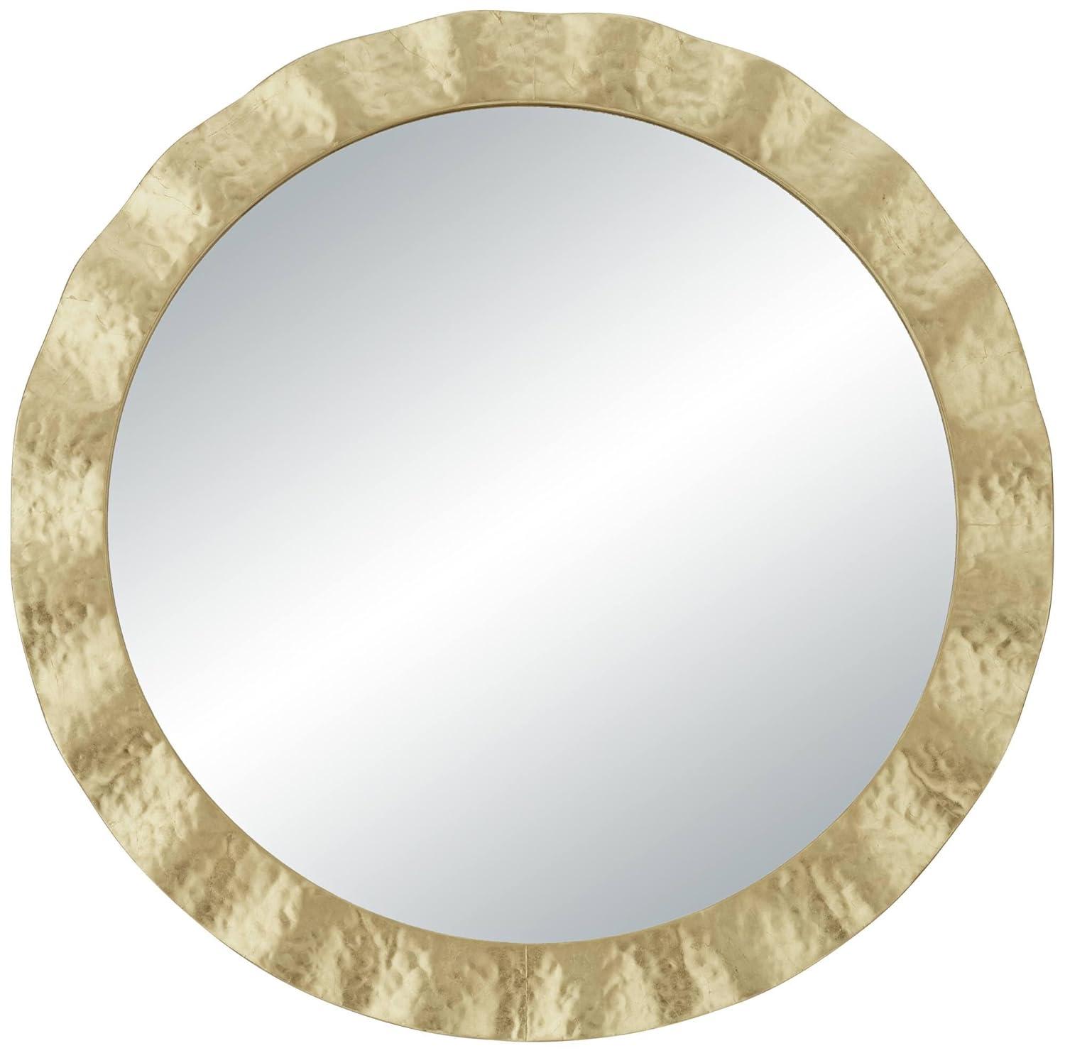 Uttermost Wave 32" Gold Round Wall Mirror