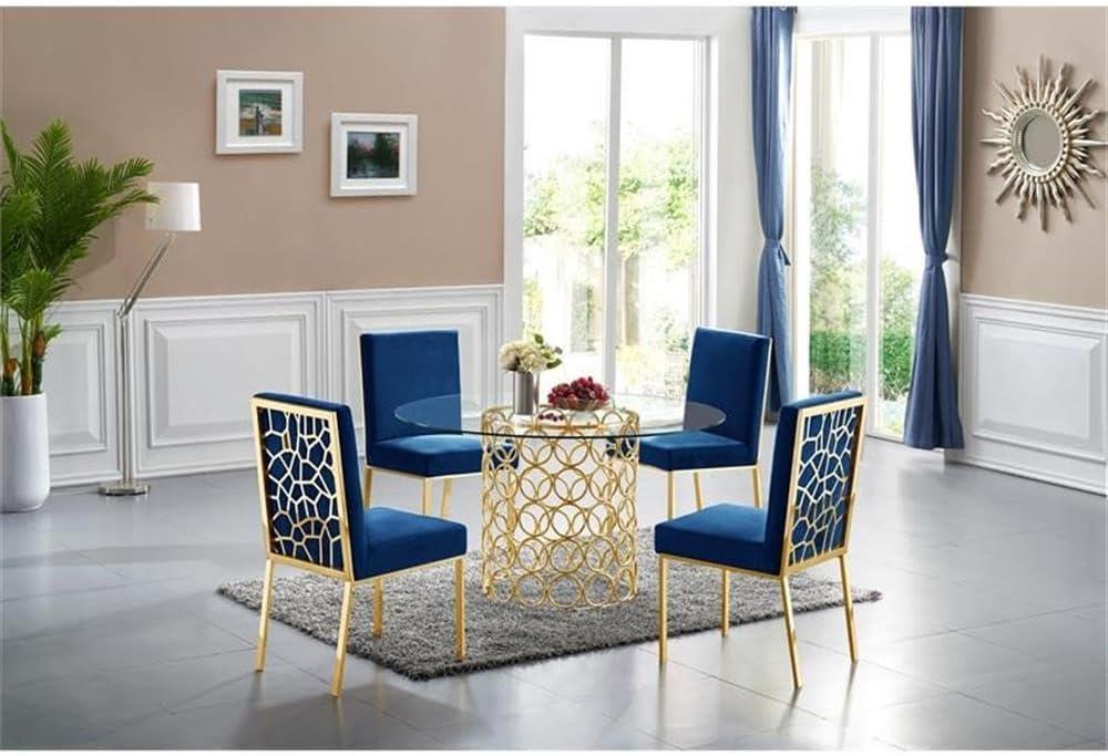 Meridian Furniture Opal Contemporary Glass Dining Table in Gold