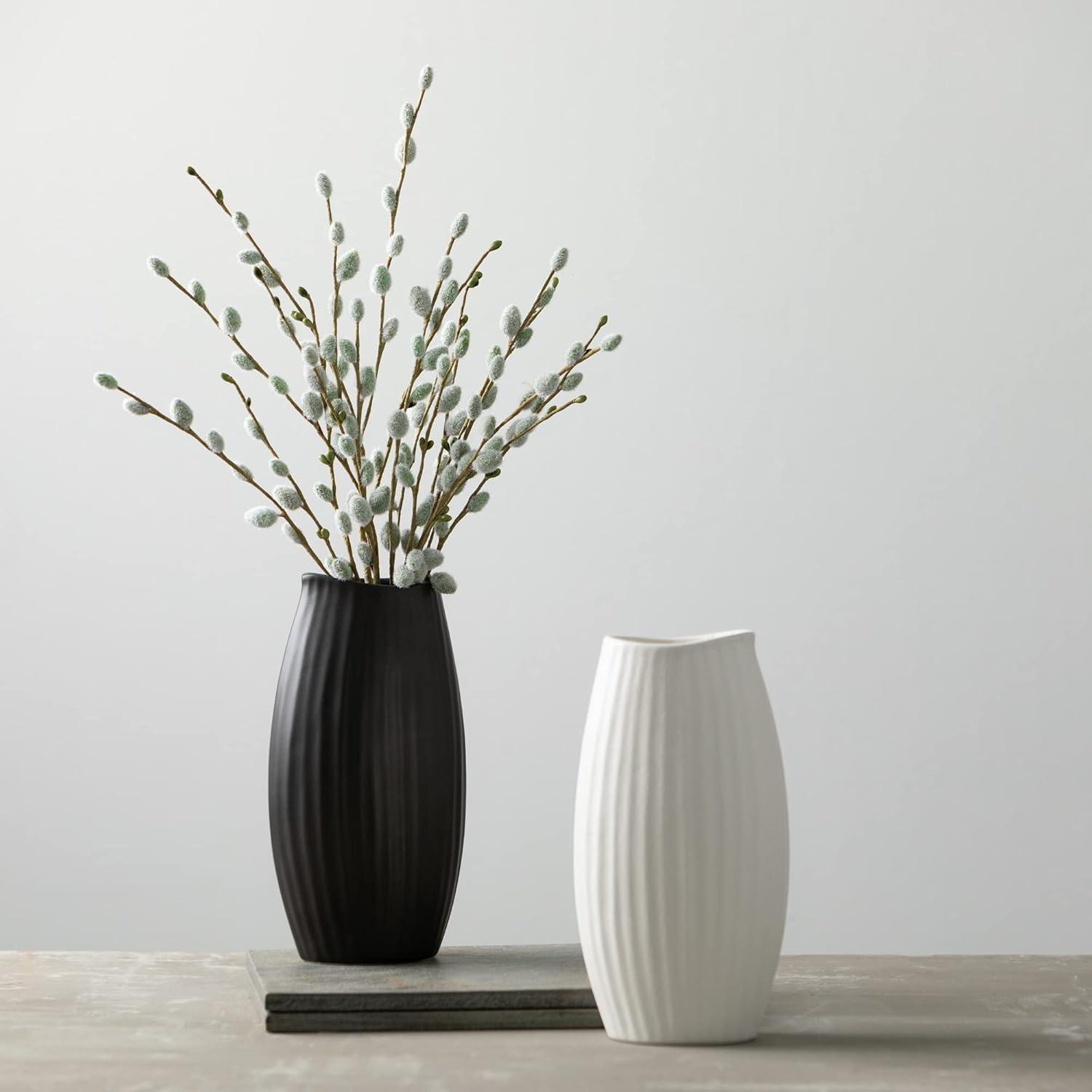 Sullivans 9" Modern White Ribbed Vase