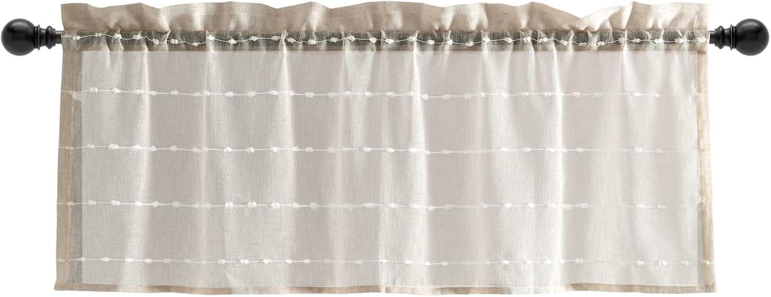 Neutral Textured Sheer Rod Pocket Window Valance 52"W x 18"L