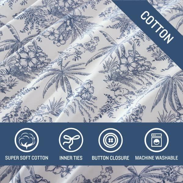 Tommy Bahama Pen And Ink Blue Cotton Duvet Cover Set