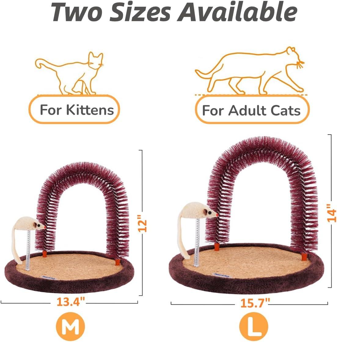 Large Cork and Plush Cat Grooming Arch with Scratching Pad