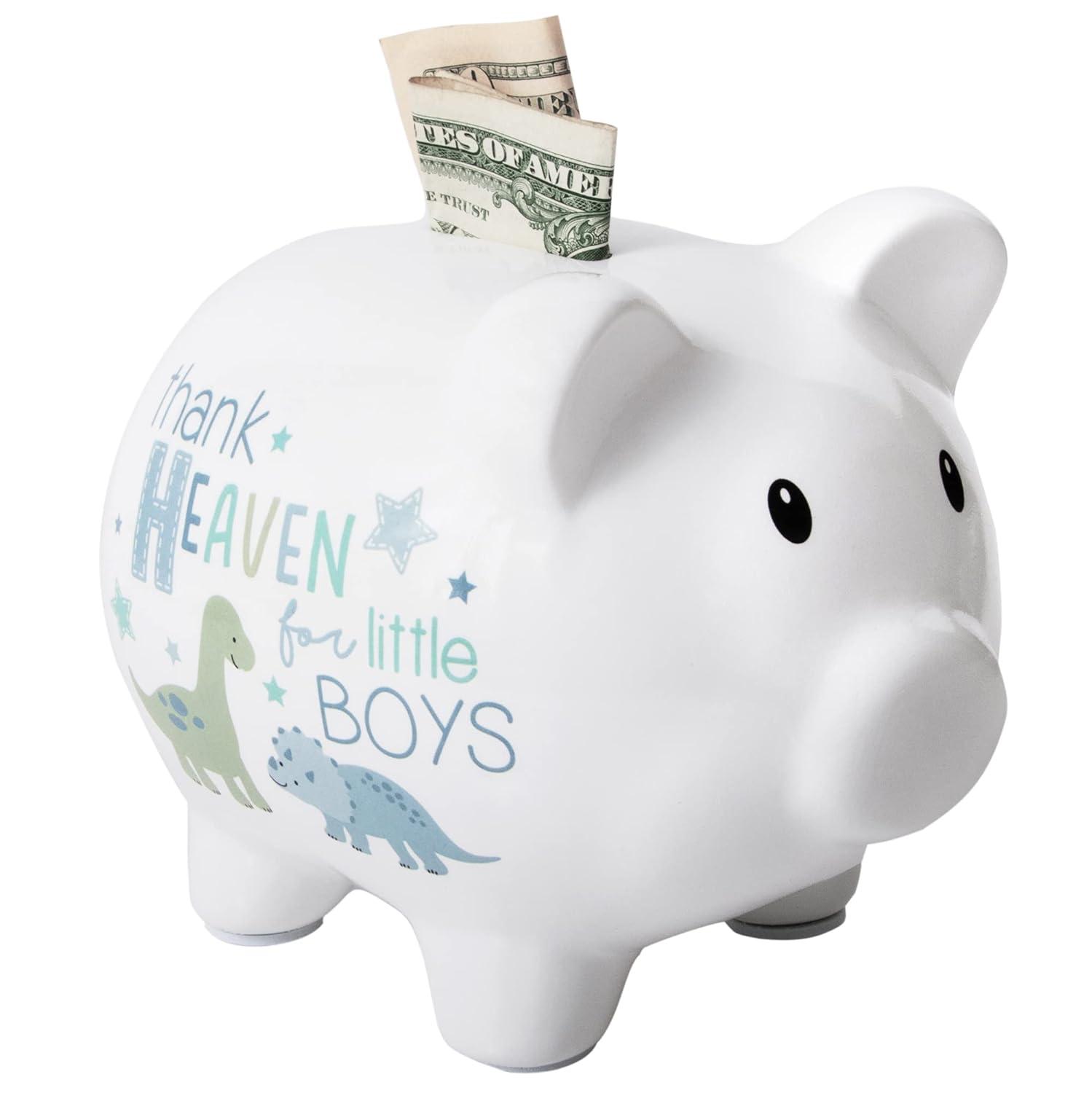 Baby Essentials My First Piggy Bank for Newborns, Infants and Toddlers in Thank Heaven Boys My First Piggy Bank