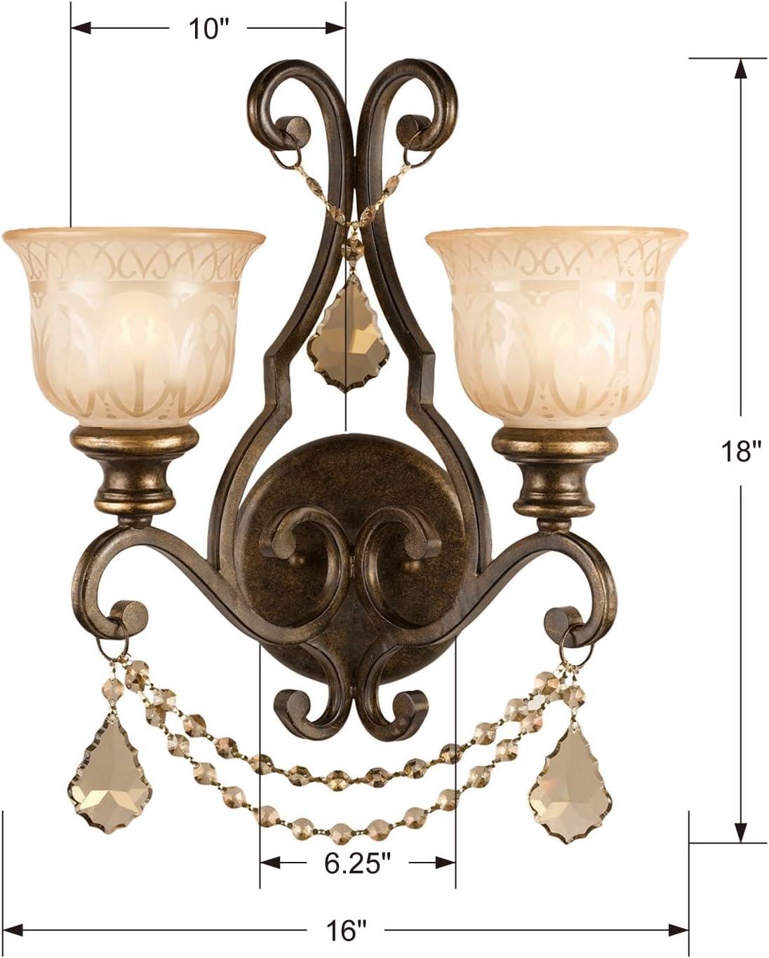 7502-BU-GT-MWP-Crystorama Lighting-Norwalk - Two Light Wall Sconce-Bronze Umber Finish-Hand Cut Crystal Type-Golden Teak Crystal Color