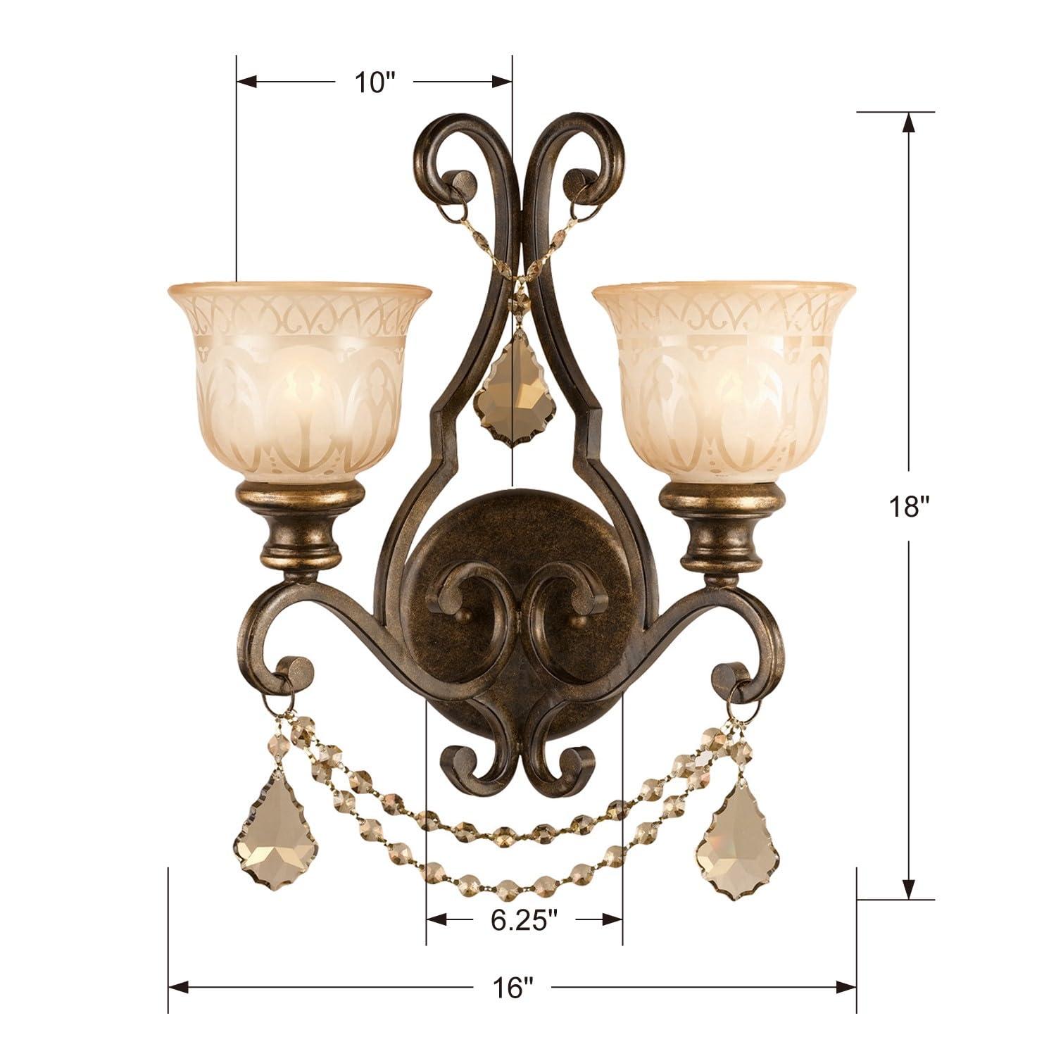 7502-BU-GT-MWP-Crystorama Lighting-Norwalk - Two Light Wall Sconce-Bronze Umber Finish-Hand Cut Crystal Type-Golden Teak Crystal Color