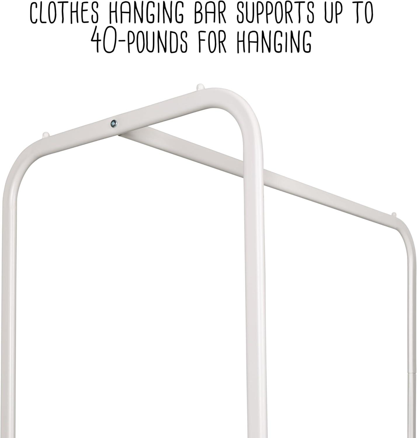 Honey-Can-Do Steel and MDF Rolling Clothing Rack with Shoe Shelf, White/Ash