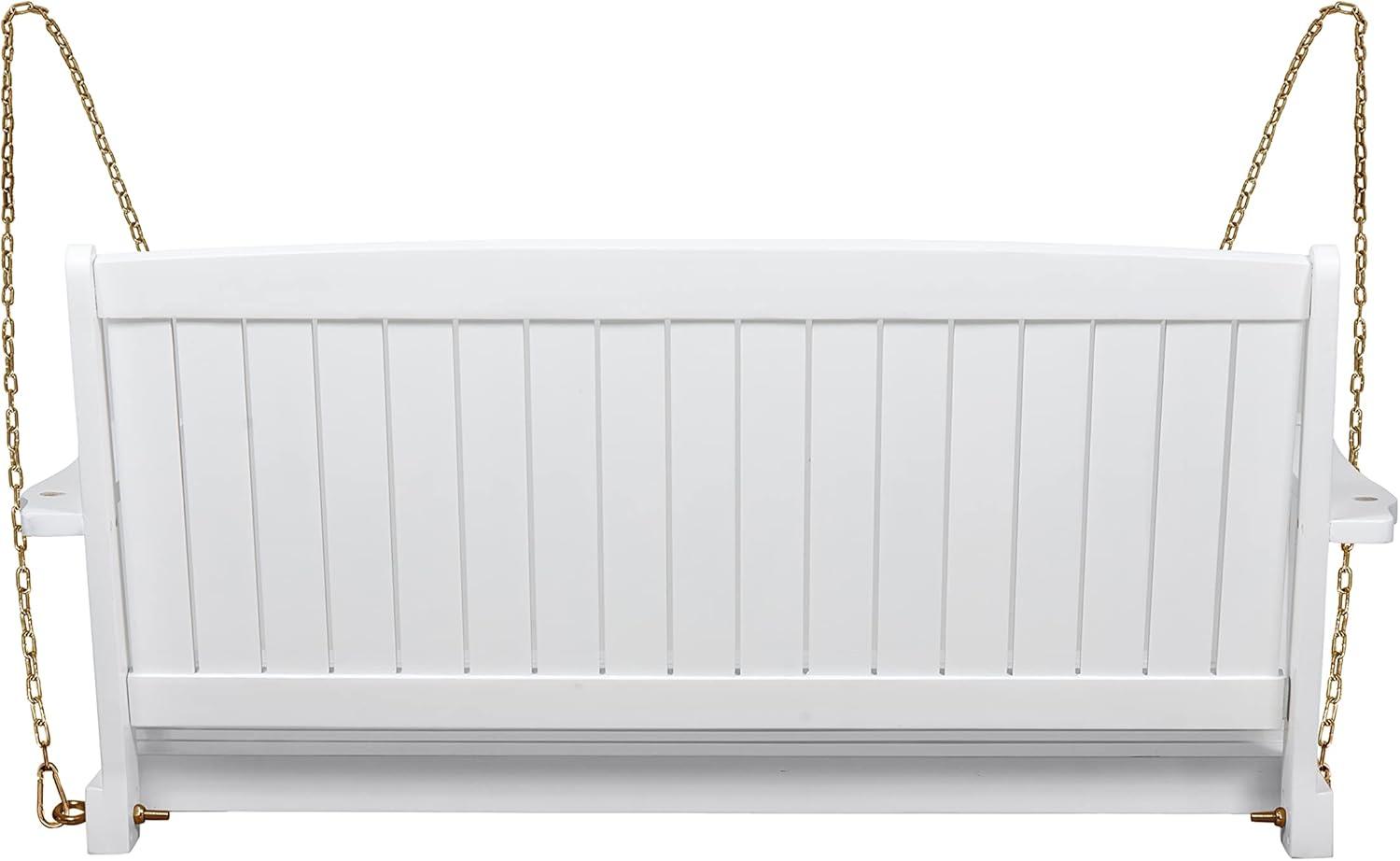 GDFStudio Caspian Outdoor Acacia Wood Porch Swing Hammock Chair with 8 Foot Chain, White