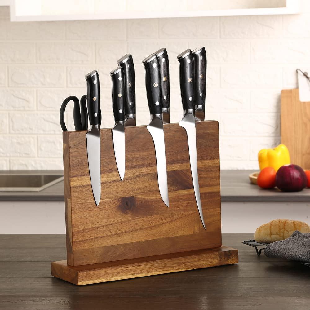 Acacia Wood Magnetic Knife Block Stand