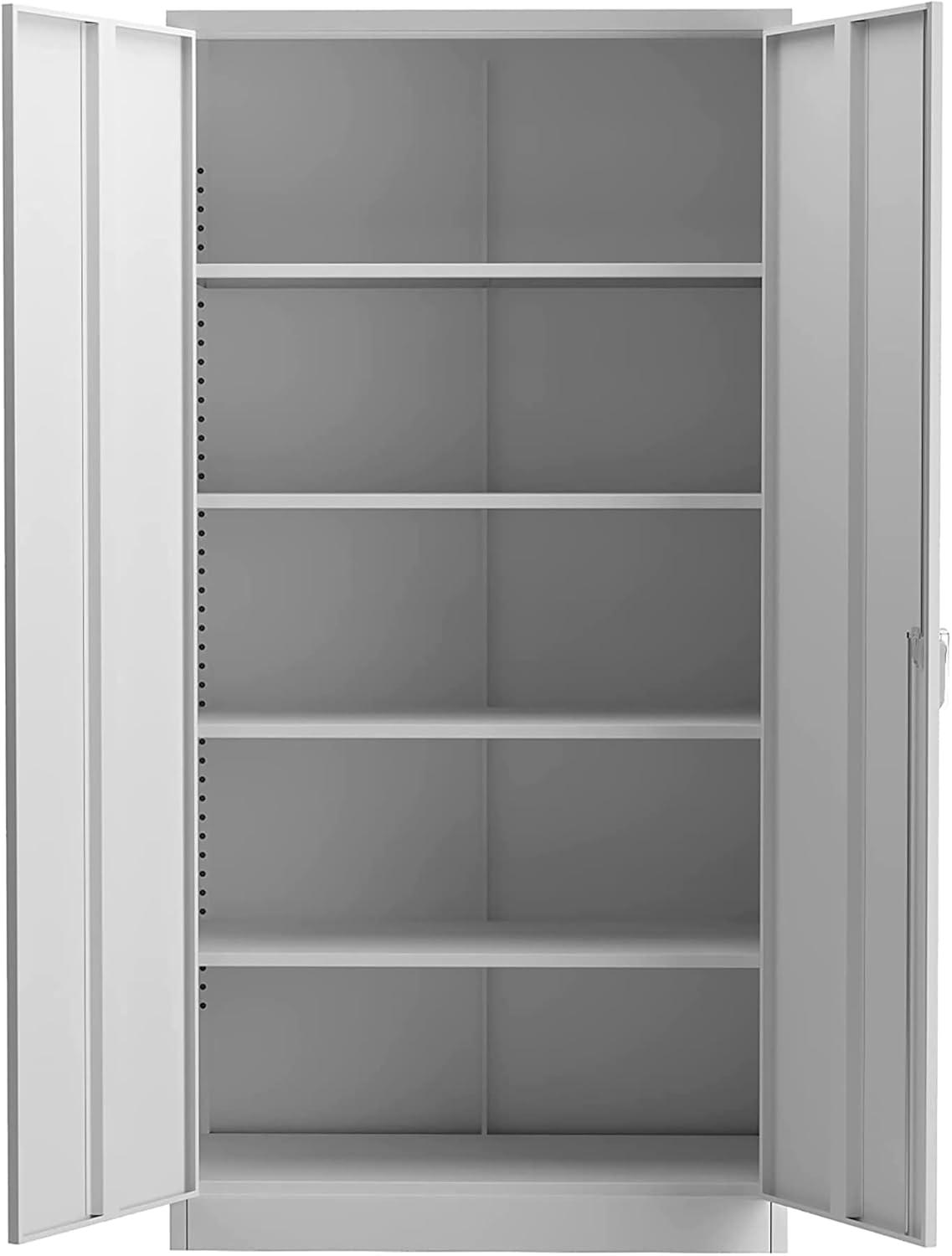 Aobabo 72 Inch Locking Storage Cabinet w/ Adjustable Shelves, Gray