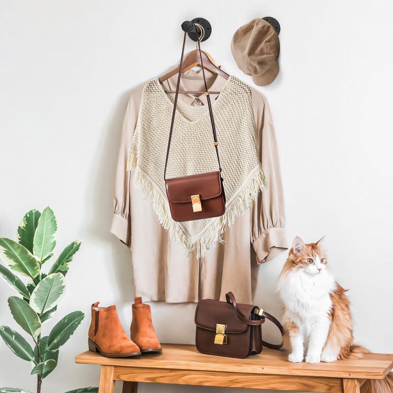 Trent Austin Design® 6 Pcs Industrial Pipe Clothes Bar 10 Inch - Wall Mount Clothing Rack - Face Out Closet Rods