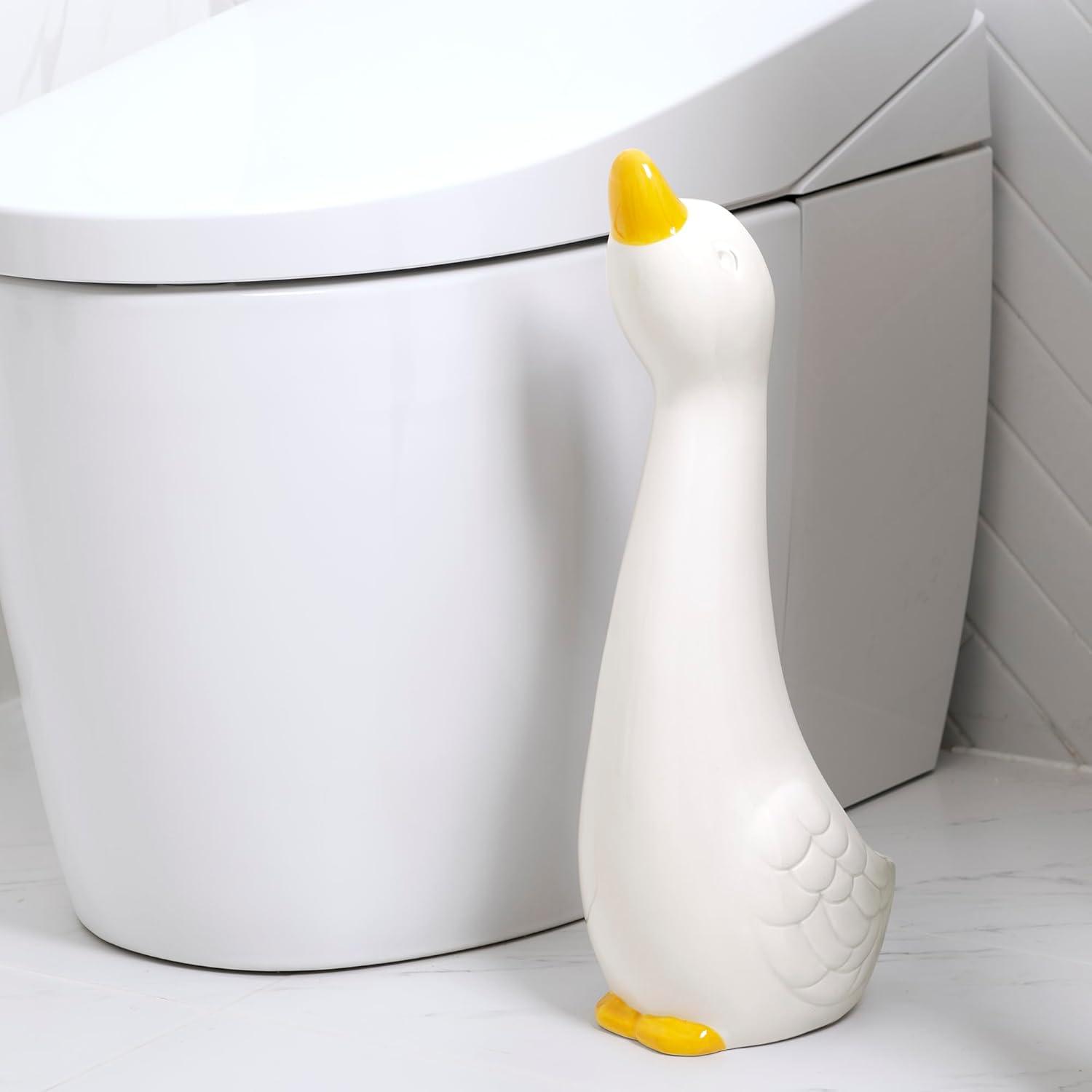 Duck Ceramic Toilet Brush And Holder by Allure Home Creation