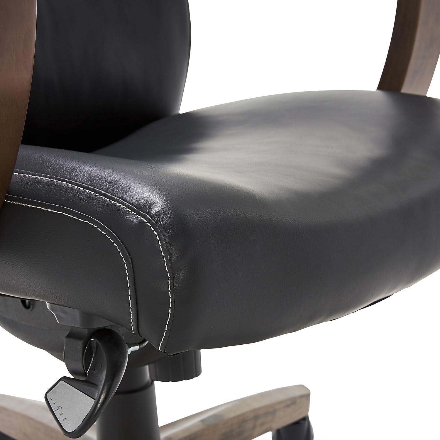 Greyson Modern Executive High-Back Office Chair with Solid Wood Arms and Lumbar Support